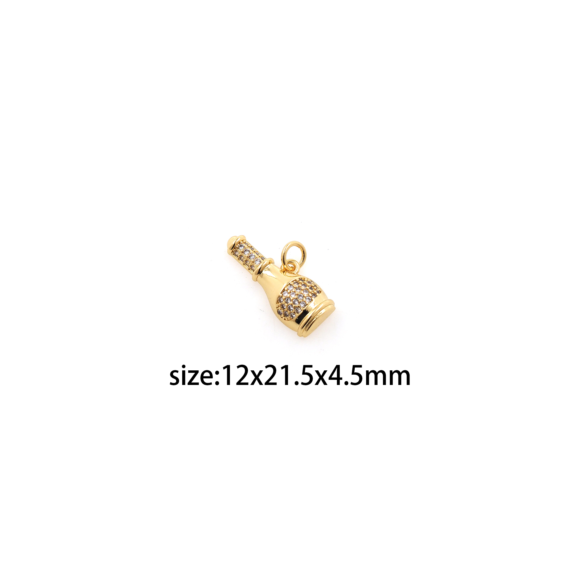 18K Gold Filled Wine Bottle Pendant,CZ Micro Pave Wine Bottle Charm Earrings Necklace for DIY Jewelry Making Supply