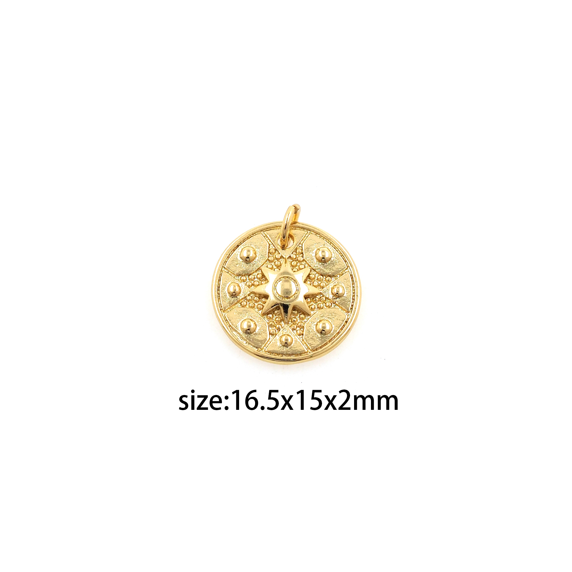 18K Gold Filled Sun Pendant,Celestial Charm Earrings Necklace for DIY Jewelry Making Supply
