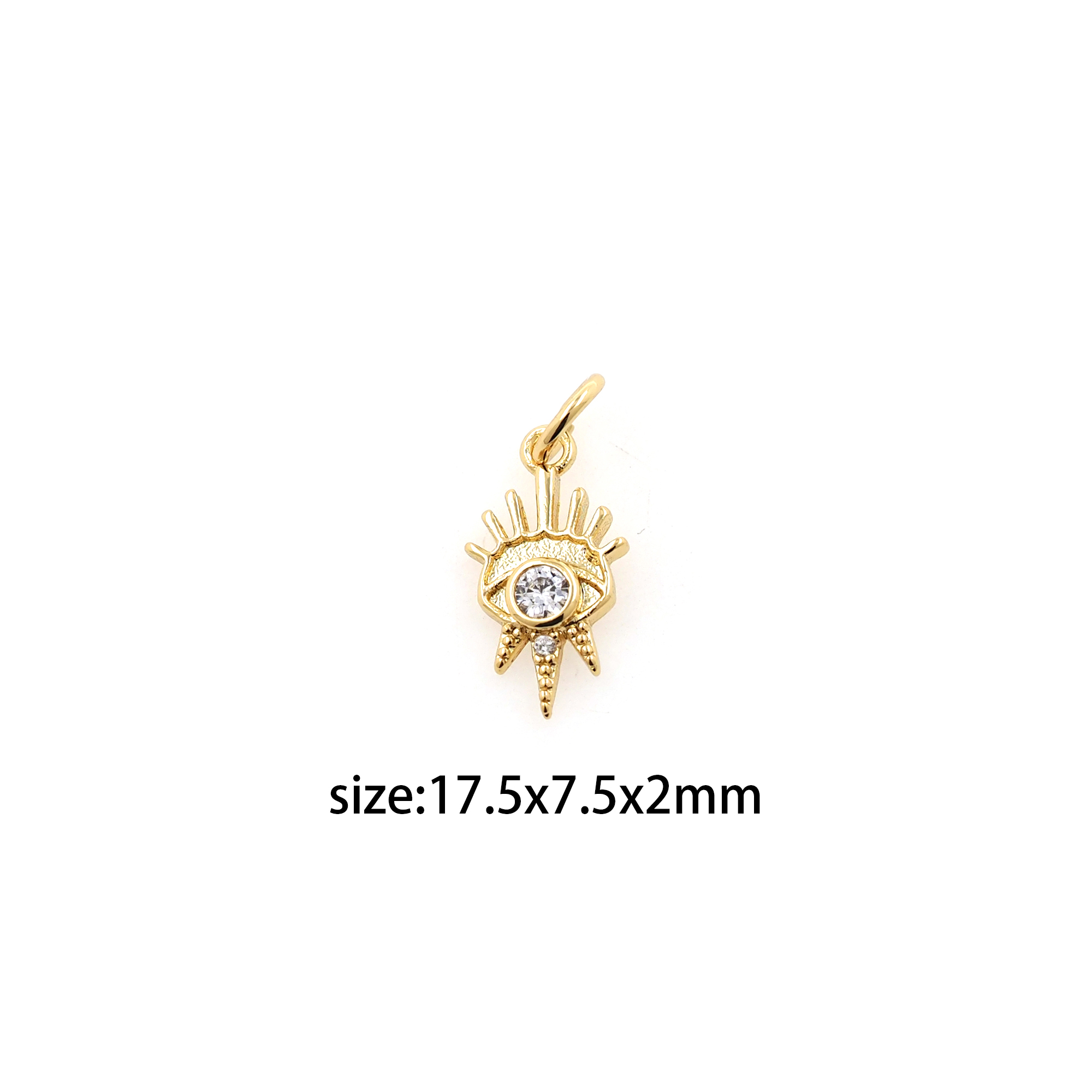 18K Gold Filled Evil Eye Pendant,CZ Micro Pave Evil Eye Charm Earrings Necklace for DIY Jewelry Making Supply