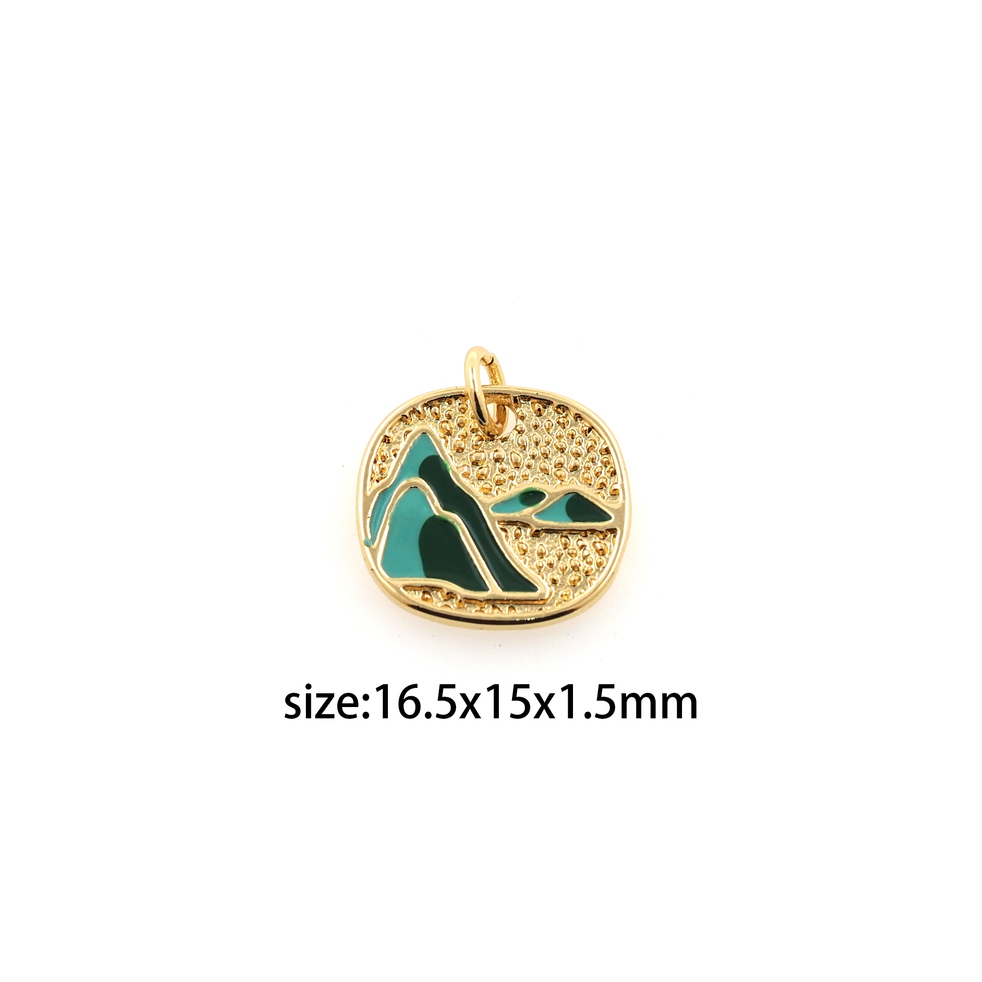 18K Gold Filled Mountain Pendant,Enamel Mountain Charm Earrings Necklace for DIY Jewelry Making Supply