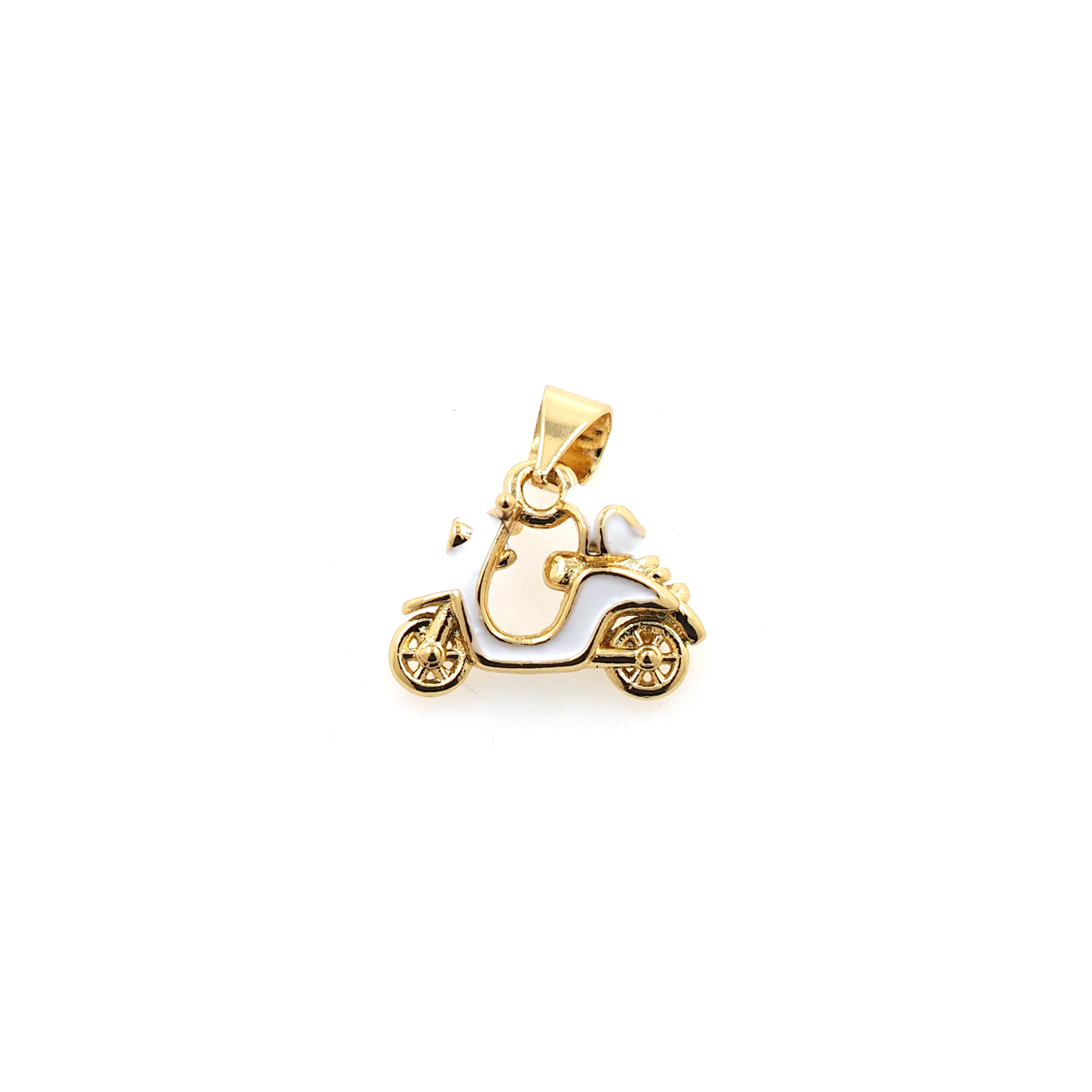 18K Gold Filled Motorcycle Pendant,Enamel Motorcycle Charm Earrings Necklace for DIY Jewelry Making Supply