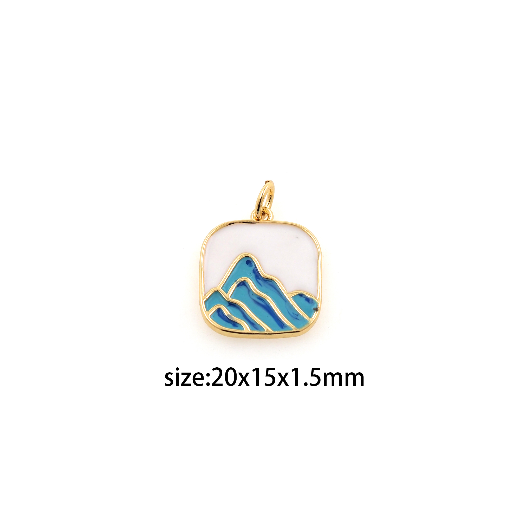18K Gold Filled Mountain Pendant,Enamel Mountain Charm Earrings Necklace for DIY Jewelry Making Supply