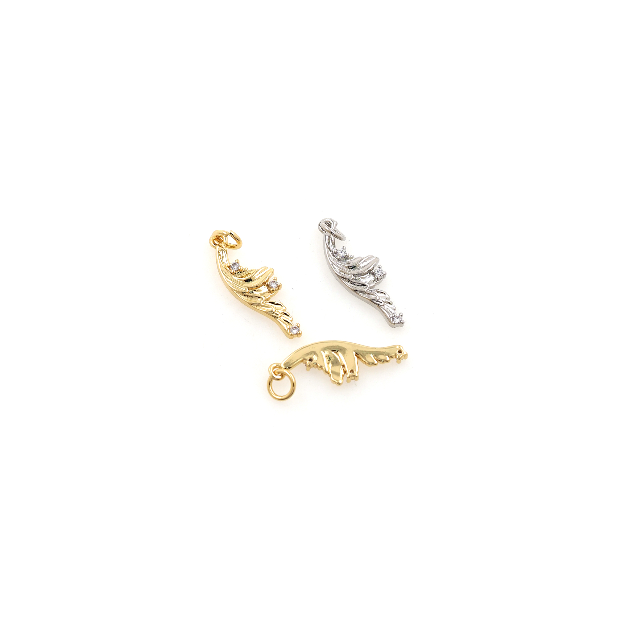 18K Gold Filled Leaf Pendant,CZ Micro Pave Leaf Charm Earrings Necklace for DIY Jewelry Making Supply