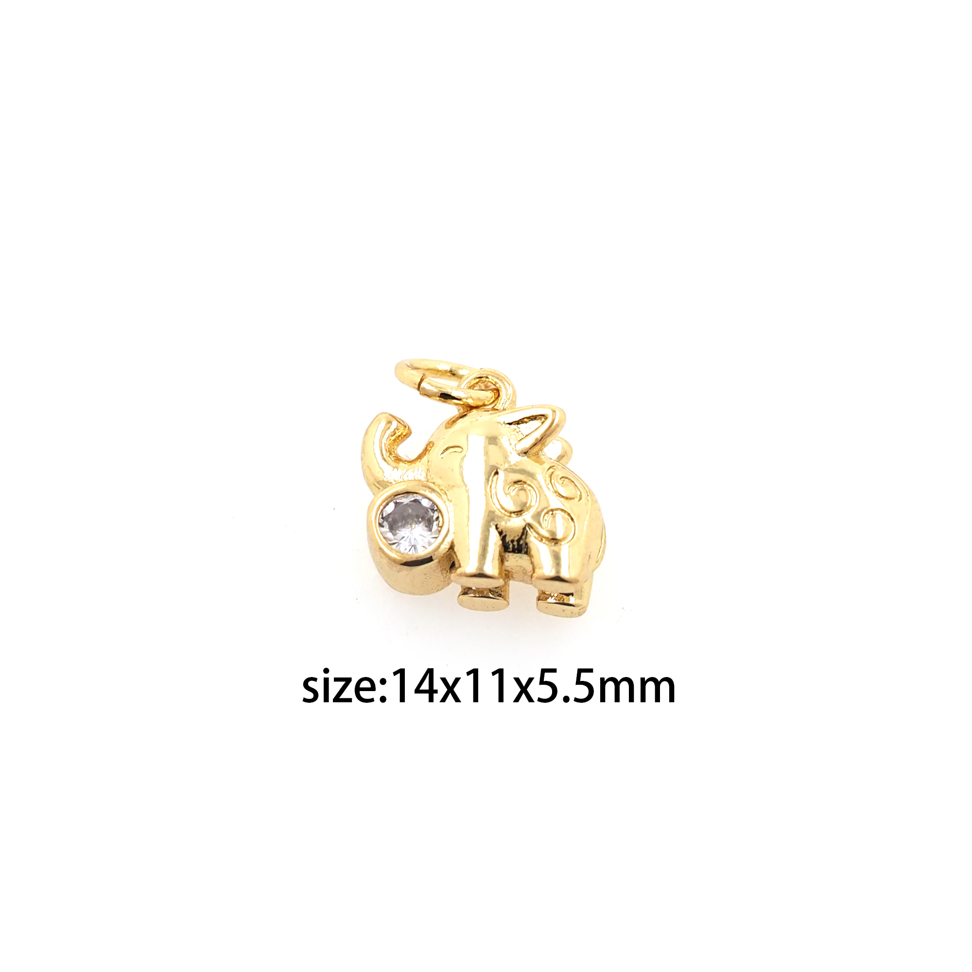 18K Gold Filled Elephant Pendant,Animal Charm Earrings Necklace for DIY Jewelry Making Supply