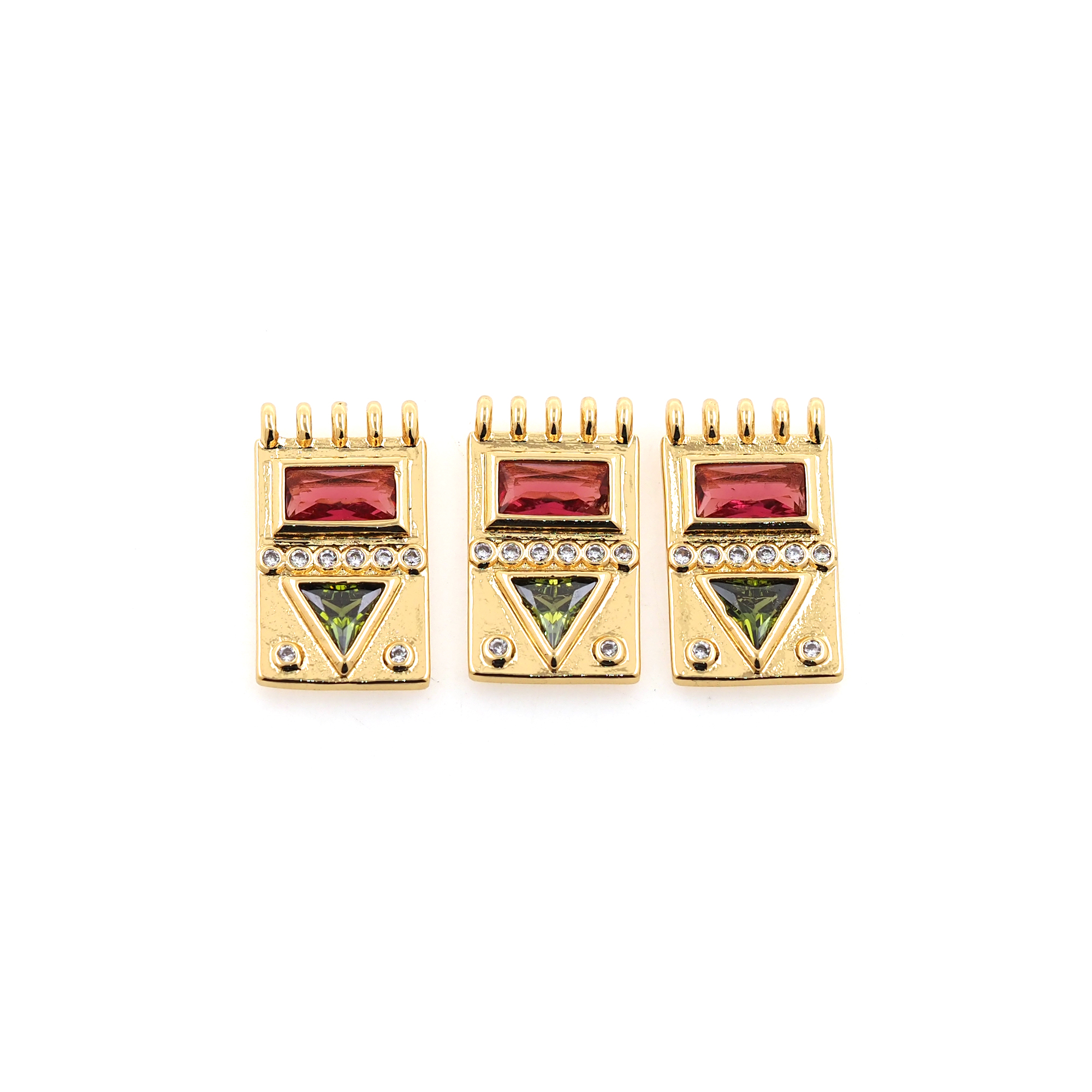 18K Gold Filled Rectangle Pendant,CZ Micro Pave Rectangle Charm Earrings Necklace for DIY Jewelry Making Supply