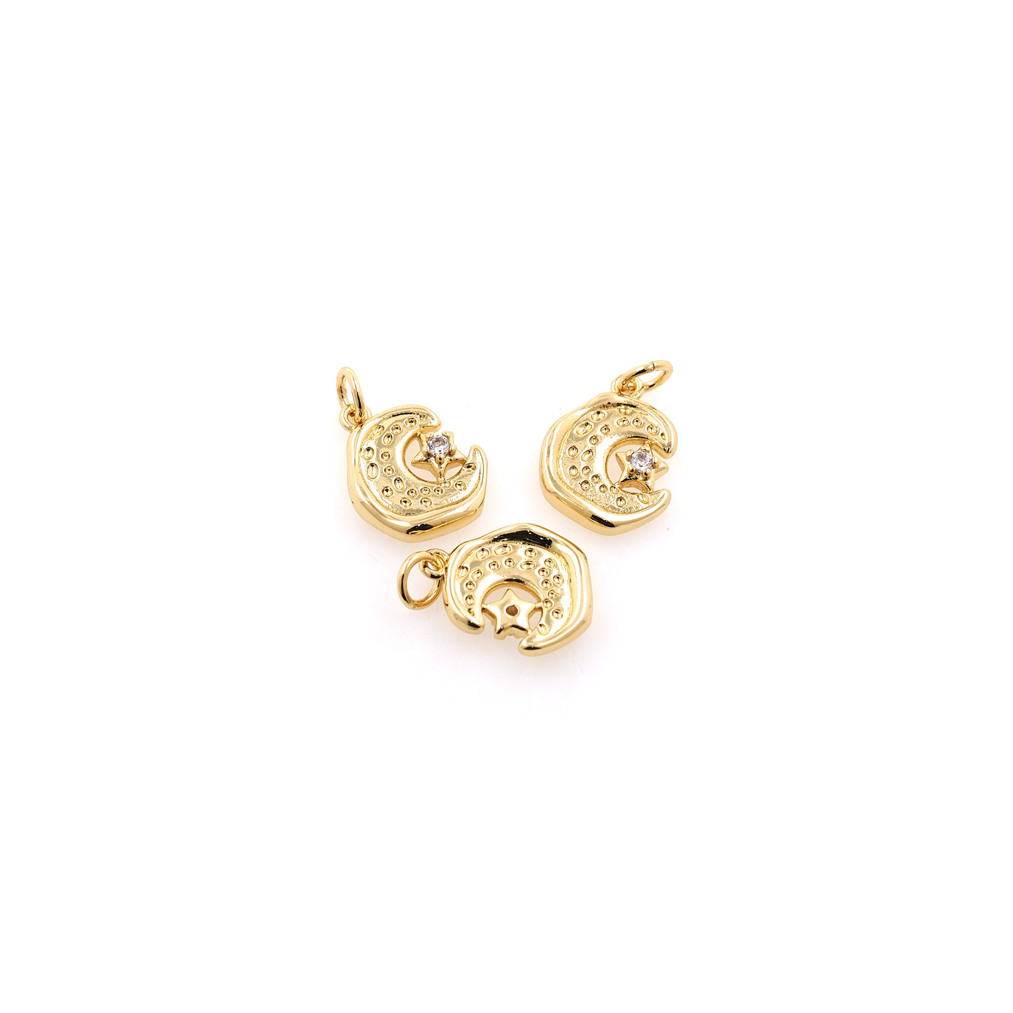 18K Gold Filled Moon Pendant,Celestial Charm Earrings Necklace for DIY Jewelry Making Supply