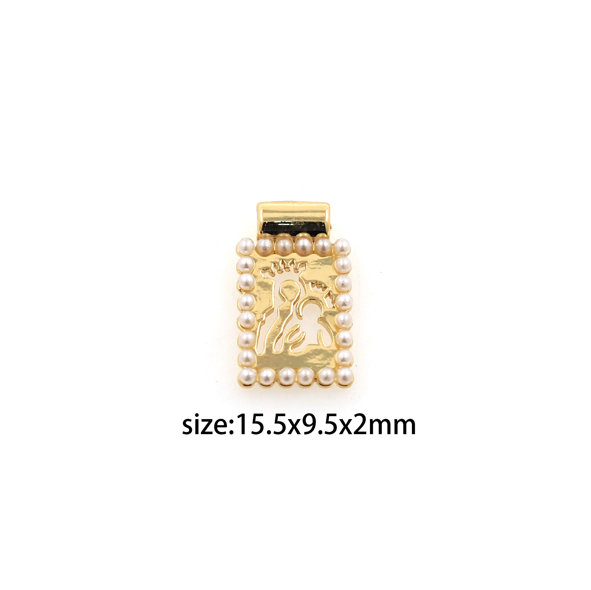 18K Gold Filled Rectangle Pendant,Pearl Rectangle Charm Earrings Necklace for DIY Jewelry Making Supply