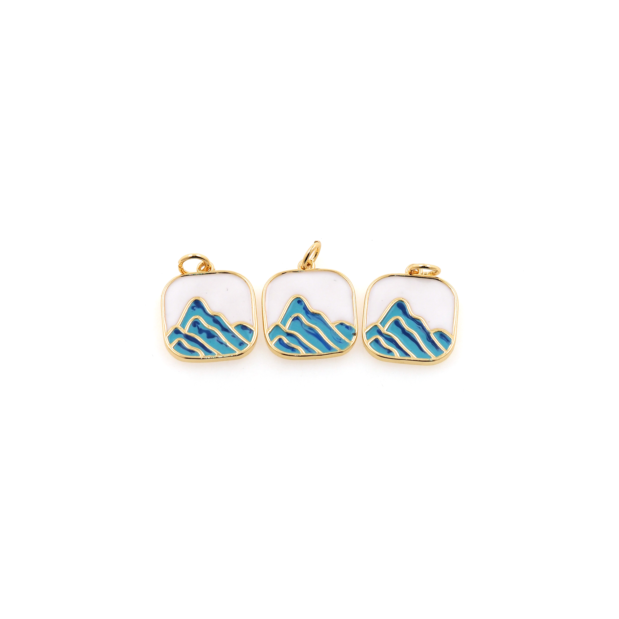 18K Gold Filled Mountain Pendant,Enamel Mountain Charm Earrings Necklace for DIY Jewelry Making Supply