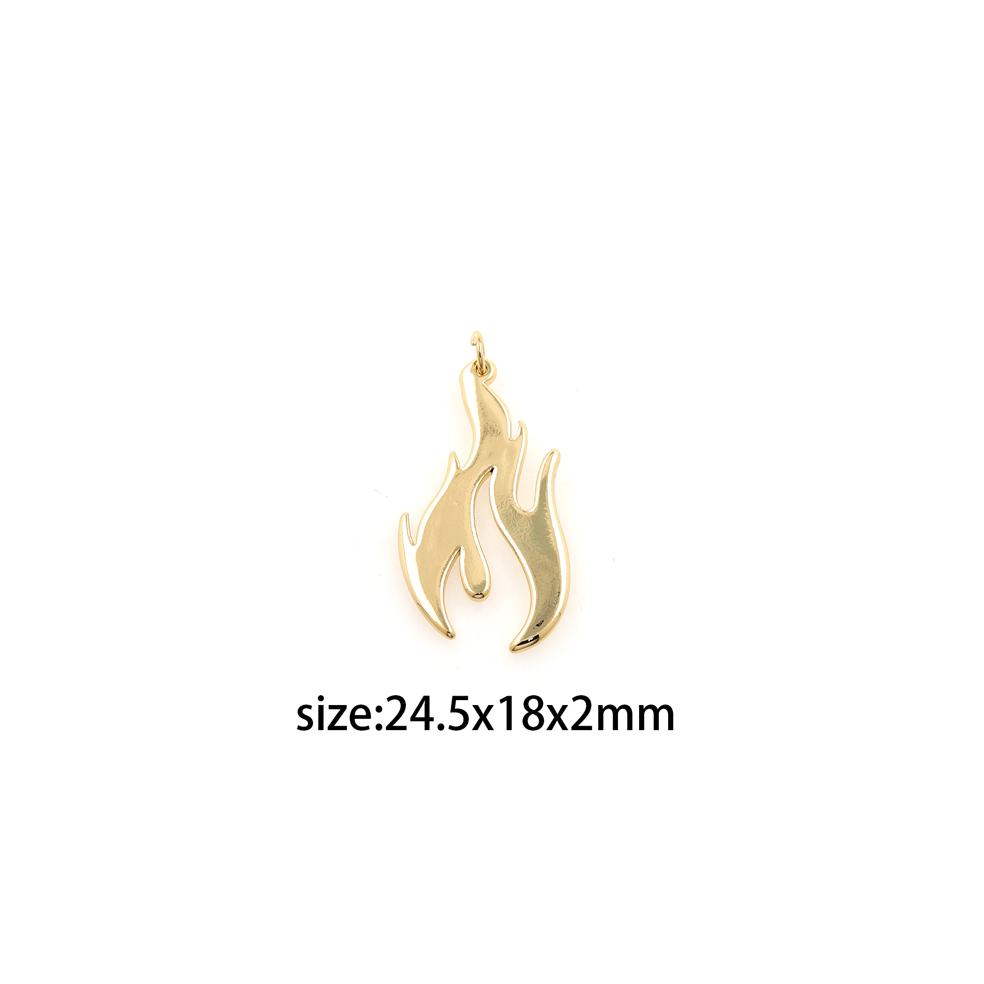 18K Gold Filled Fire Element Pendant,Dainty Flame Charm Earrings Necklace for DIY Jewelry Making Supply