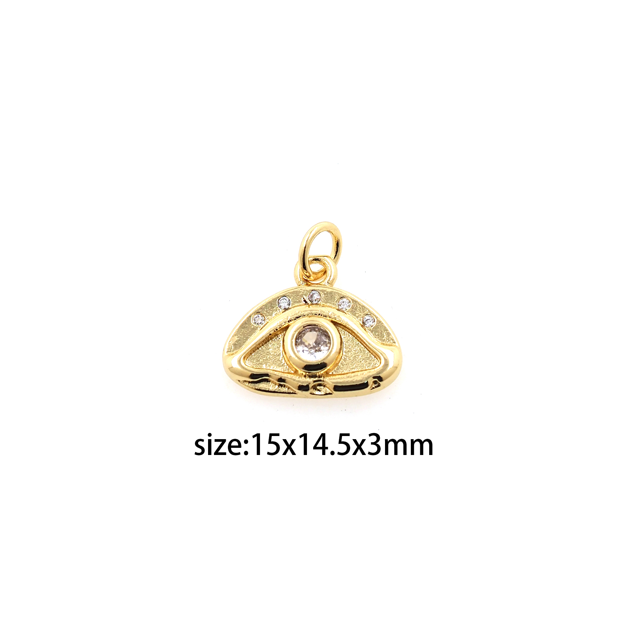 18K Gold Filled Evil Eye Pendant,CZ Micro Pave Eye Charm Earrings Necklace for DIY Jewelry Making Supply