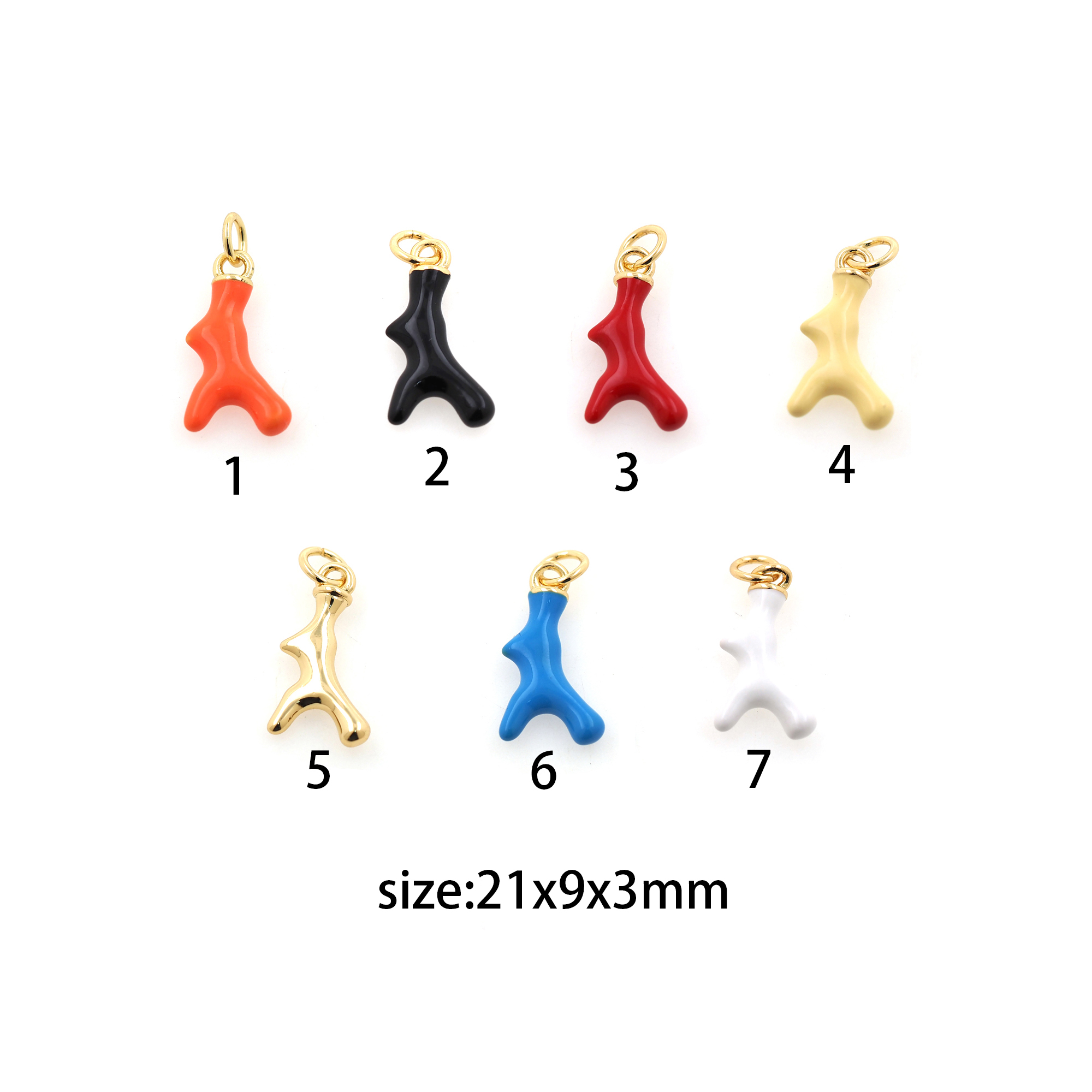 18K Gold Filled Antler Pendant,Enamel Elk Horn Charm Earrings Necklace for DIY Jewelry Making Supply