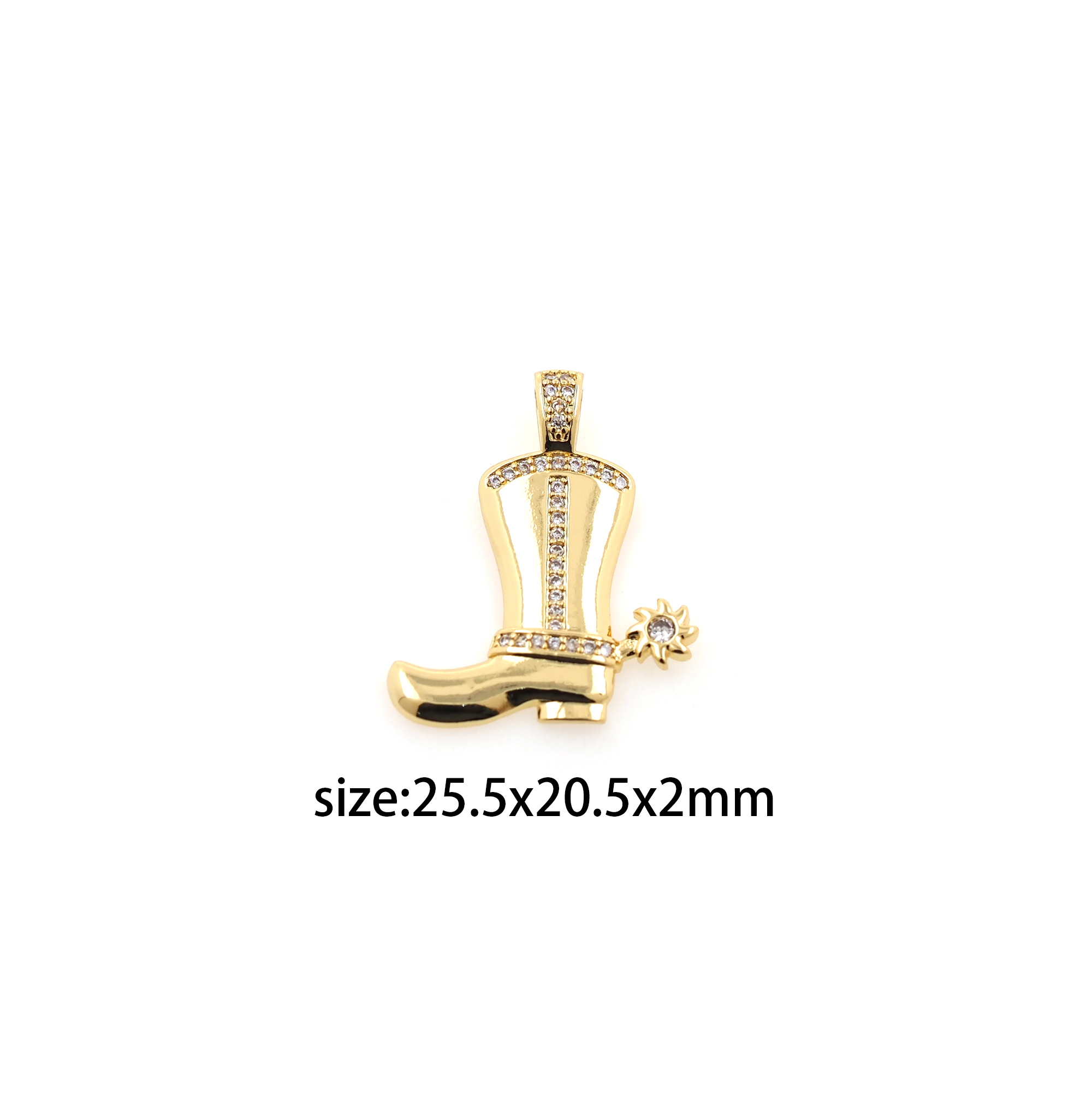 18K Gold Filled Boots Pendant,CZ Micro Pave Shoe Charm Earrings Necklace for DIY Jewelry Making Supply