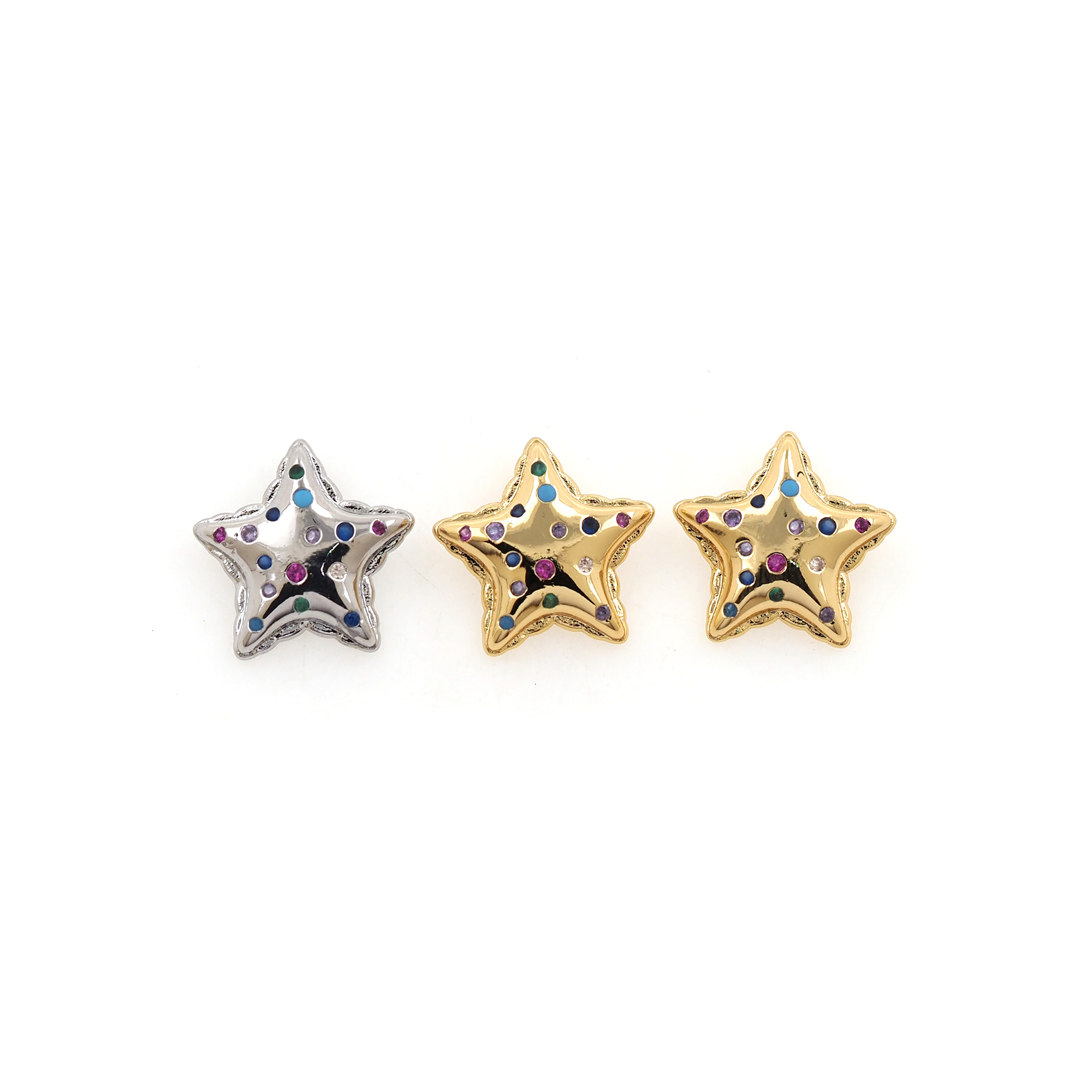 18K Gold Filled Star Pendant,CZ Micro Pave Celestial Charm Earrings Necklace for DIY Jewelry Making Supply