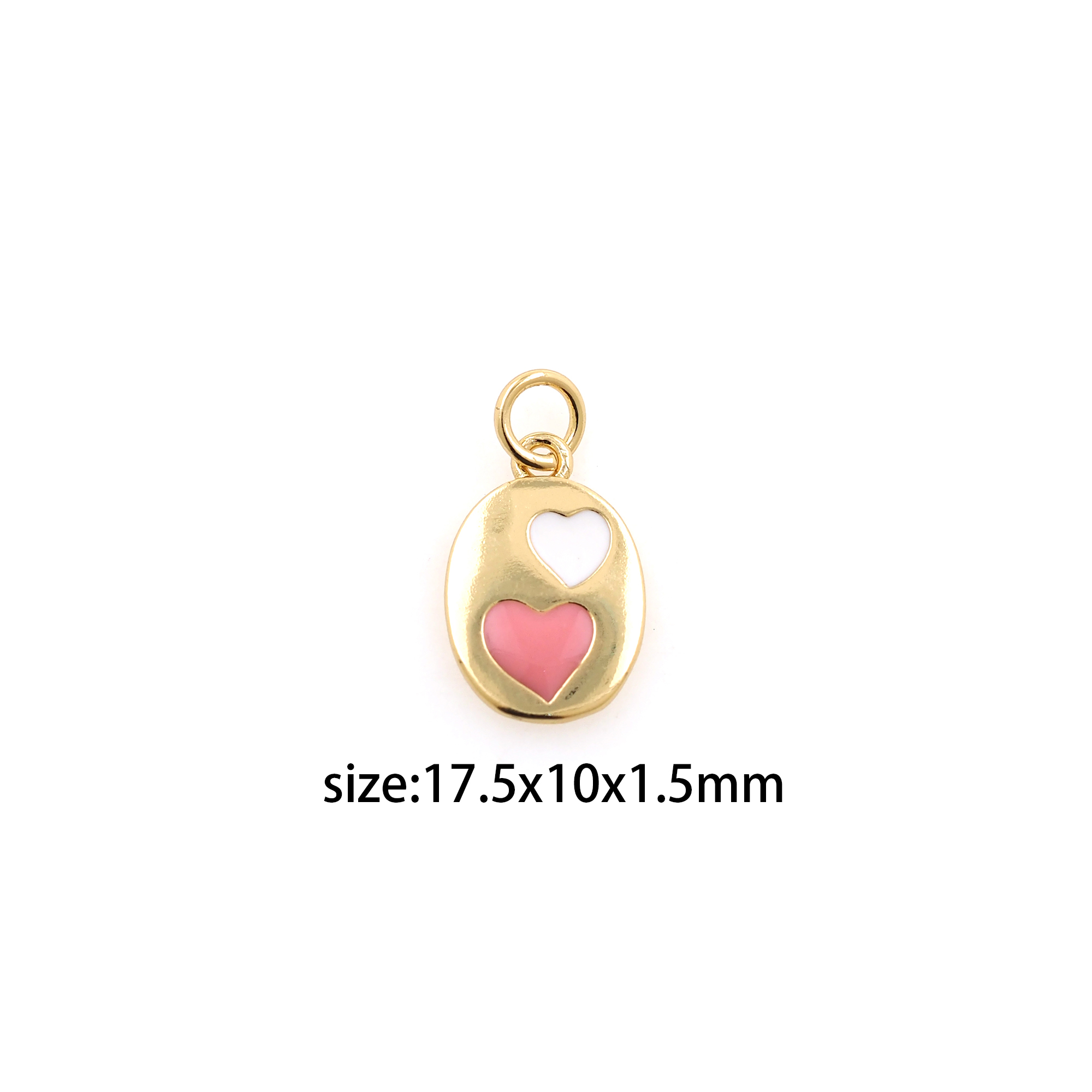 18K Gold Filled Heart Pendant,Enamel Heart Charm Earrings Necklace for DIY Jewelry Making Supply