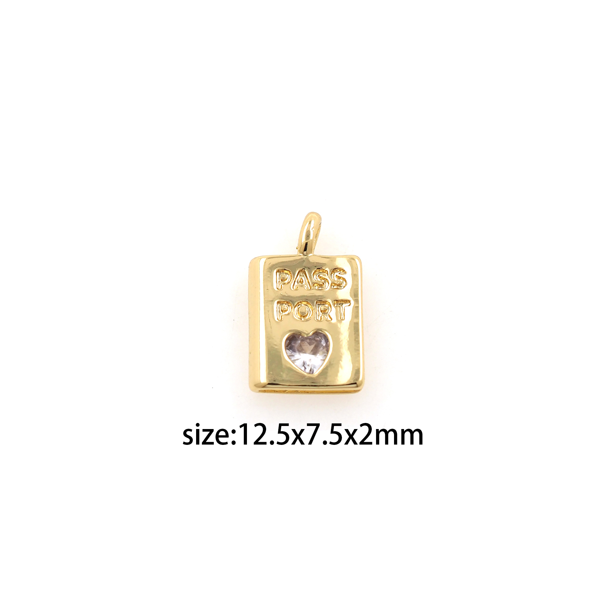 18K Gold Filled Heart Pendant,CZ Micro Pave Rectangle Heart Charm Earrings Necklace for DIY Jewelry Making Supply