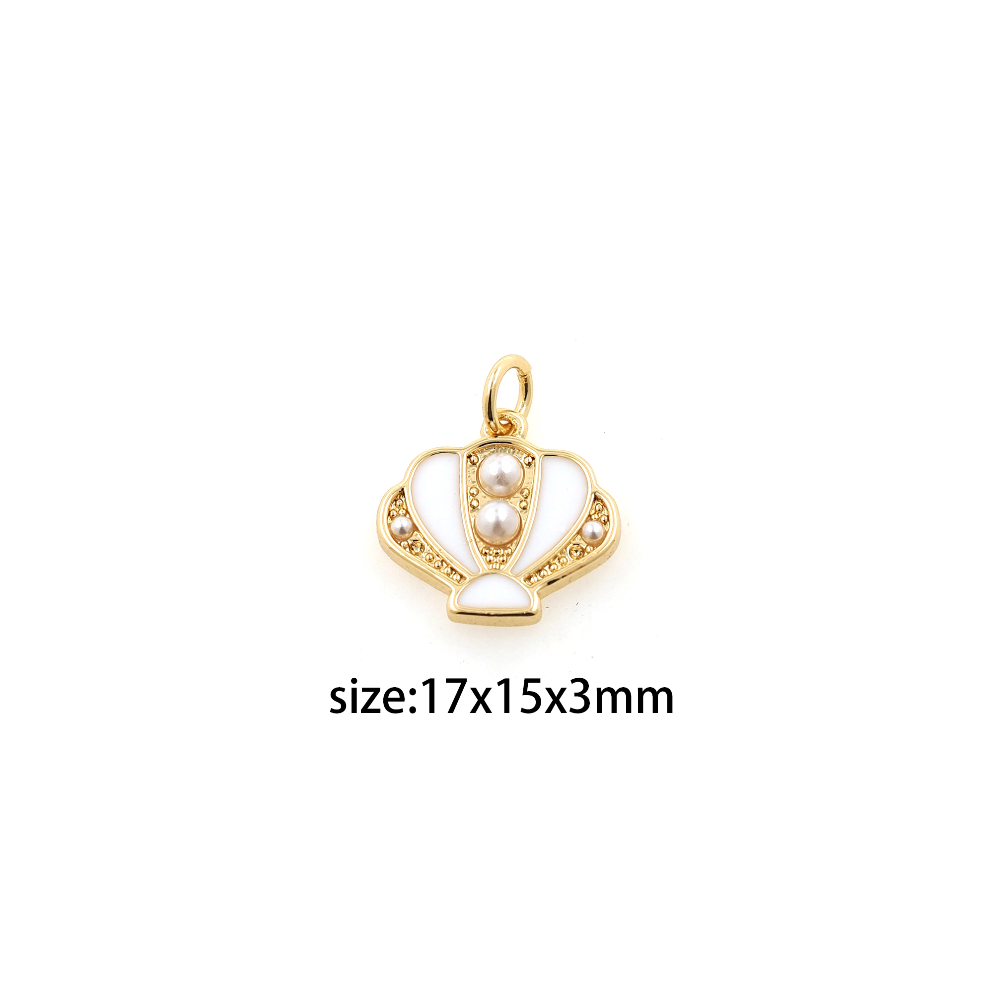 18K Gold Filled Scallop Pendant,Enamel Shell Charm Earrings Necklace for DIY Jewelry Making Supply