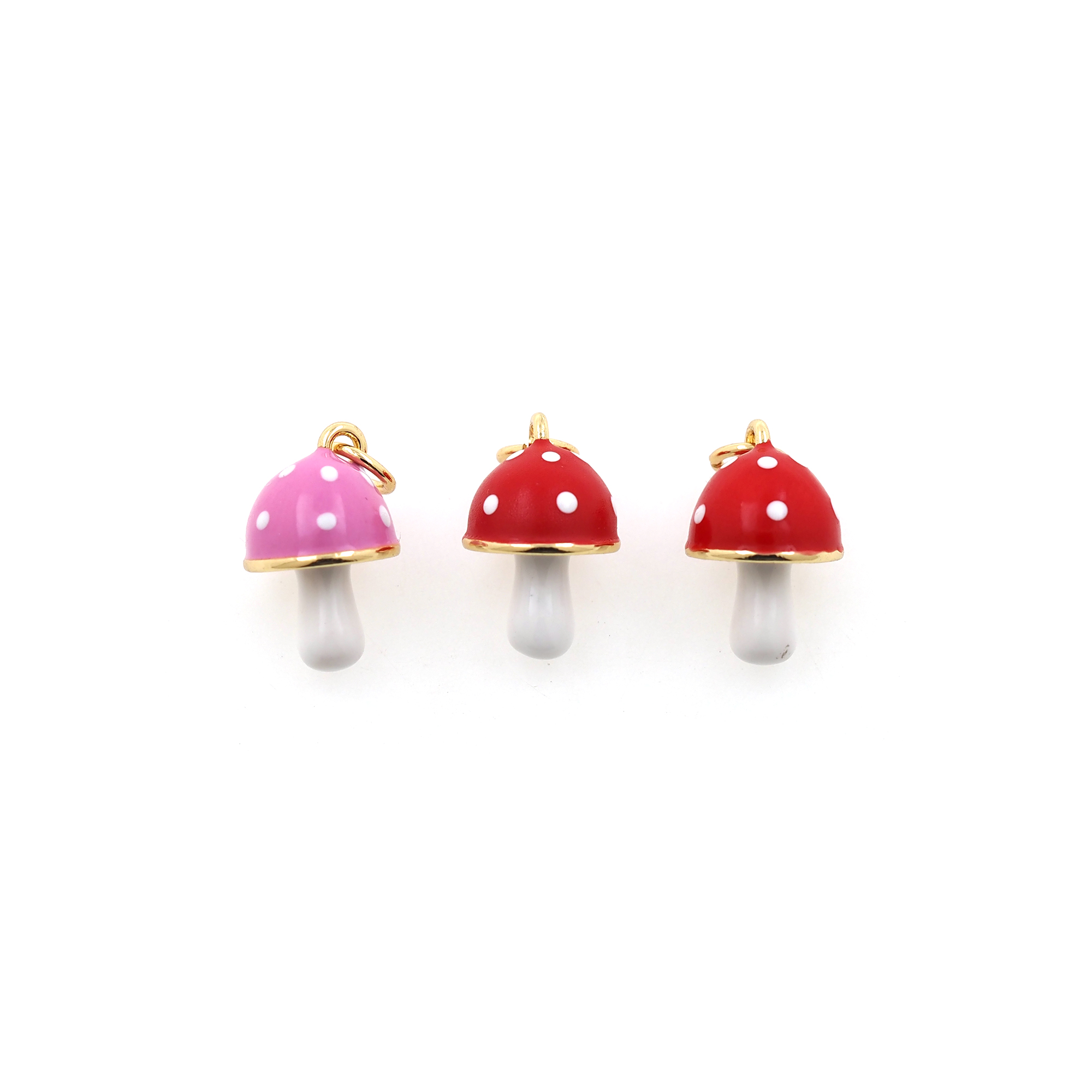 18K Gold Filled Mushroom Pendant,Enamel Mushroom Charm Earrings Necklace for DIY Jewelry Making Supply