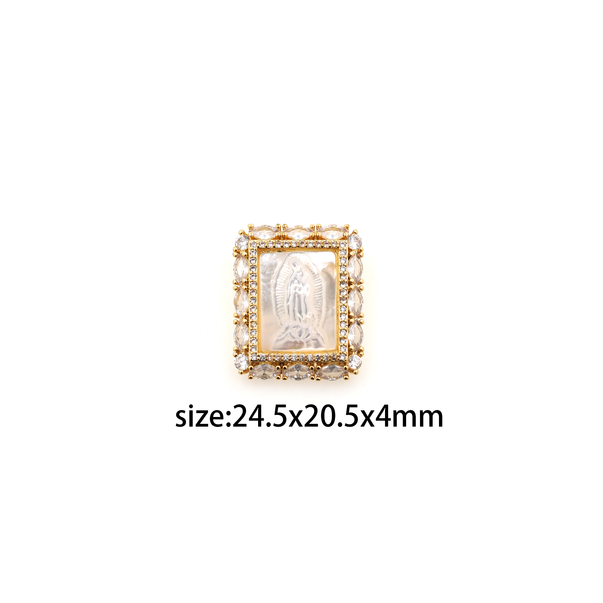 18K Gold Filled Virgin Mary Pendant,CZ Micro Pave Virgin Mary Charm Earrings Necklace for DIY Jewelry Making Supply