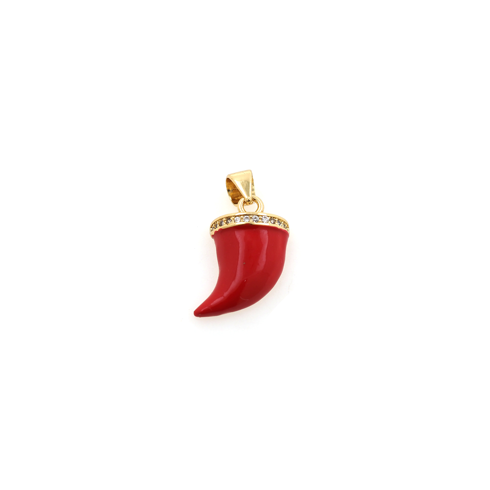 18K Gold Filled Horn Pendant,Enamel Horn Charm Earrings Necklace for DIY Jewelry Making Supply