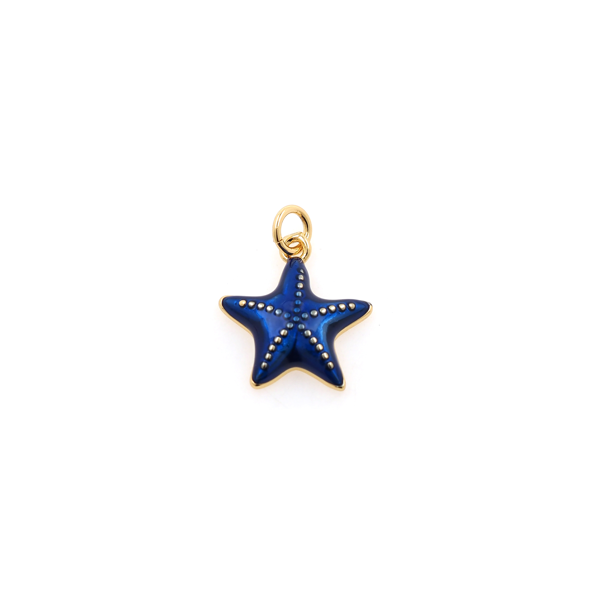 18K Gold Filled Starfish Pendant,Enamel Starfish Charm Earrings Necklace for DIY Jewelry Making Supply