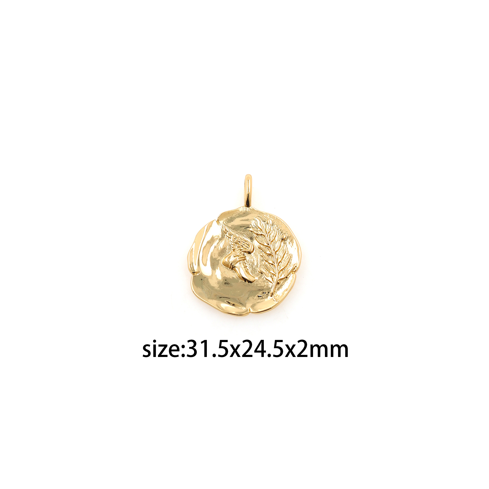 18K Gold Filled Leaf Pendant,Dainty Leaf Charm Earrings Necklace for DIY Jewelry Making Supply