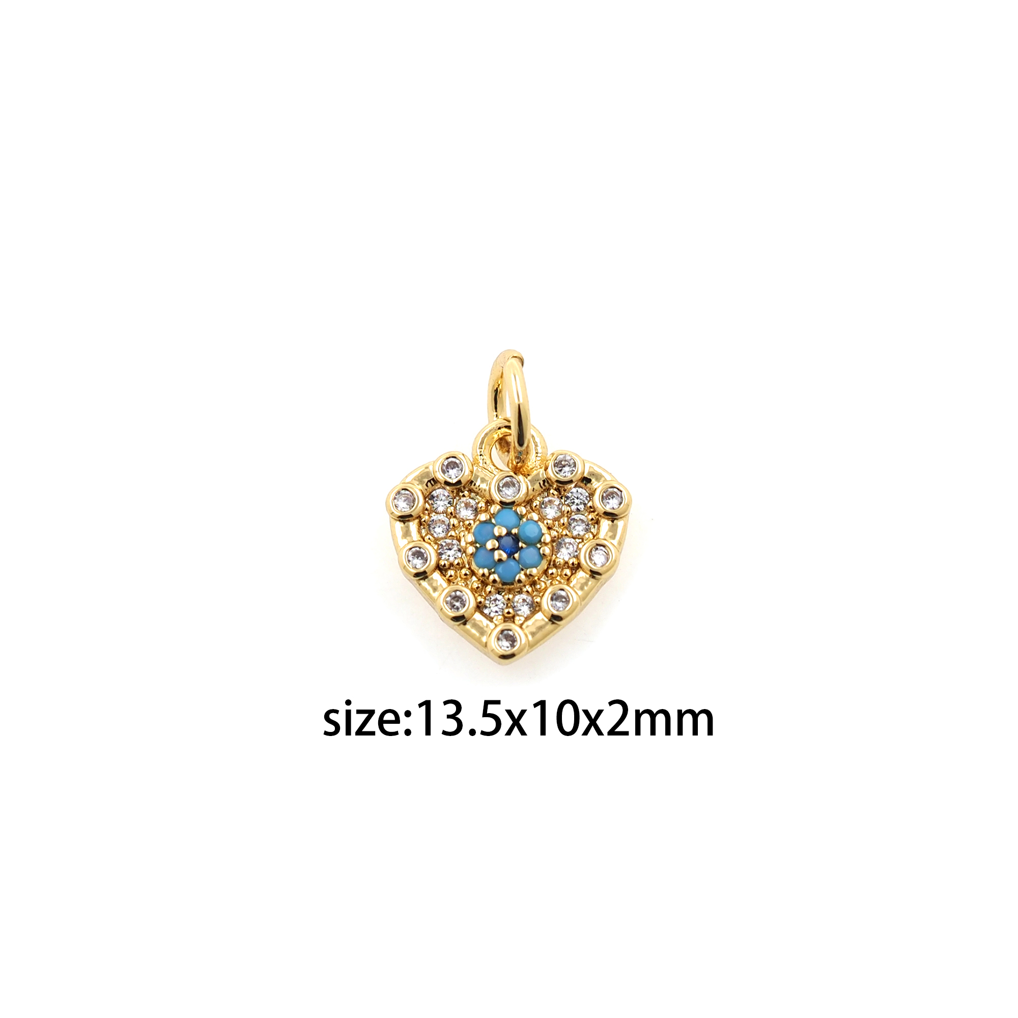 18K Gold Filled Heart Pendant,CZ Micro Pave Heart Charm Earrings Necklace for DIY Jewelry Making Supply