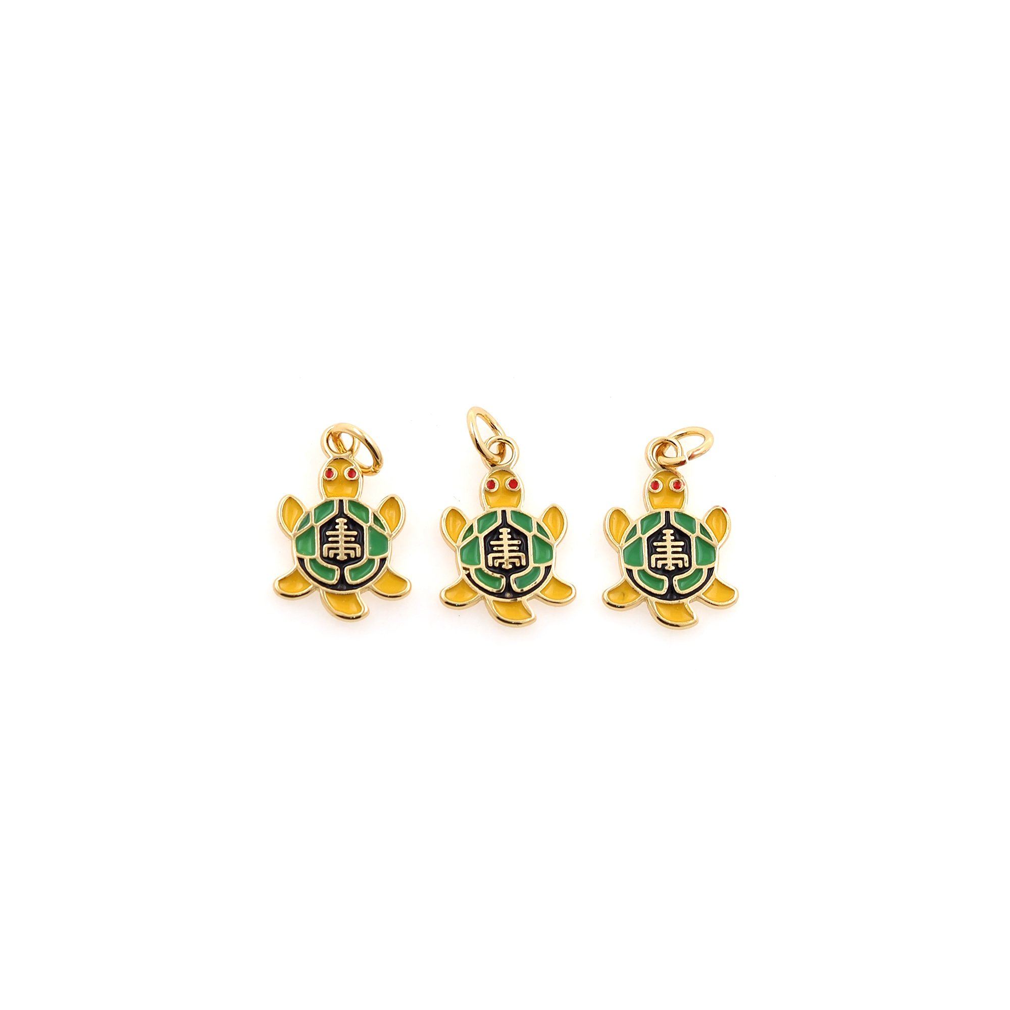 18K Gold Filled Turtle Pendant,Enamel Turtle Charm Earrings Necklace for DIY Jewelry Making Supply