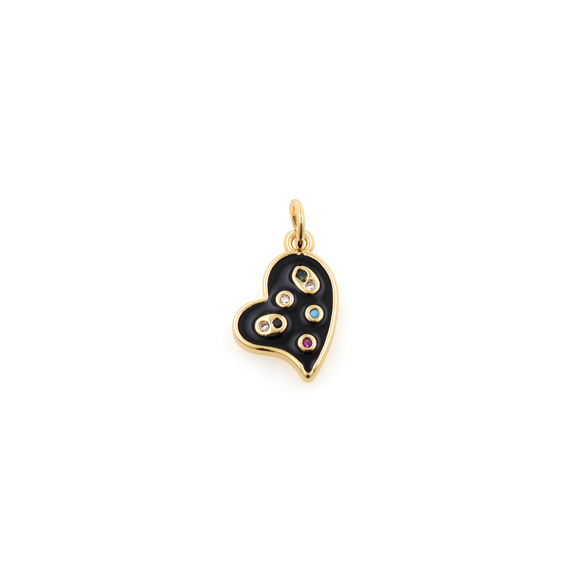 18K Gold Filled Heart Pendant,Enamel Heart Charm Earrings Necklace for DIY Jewelry Making Supply