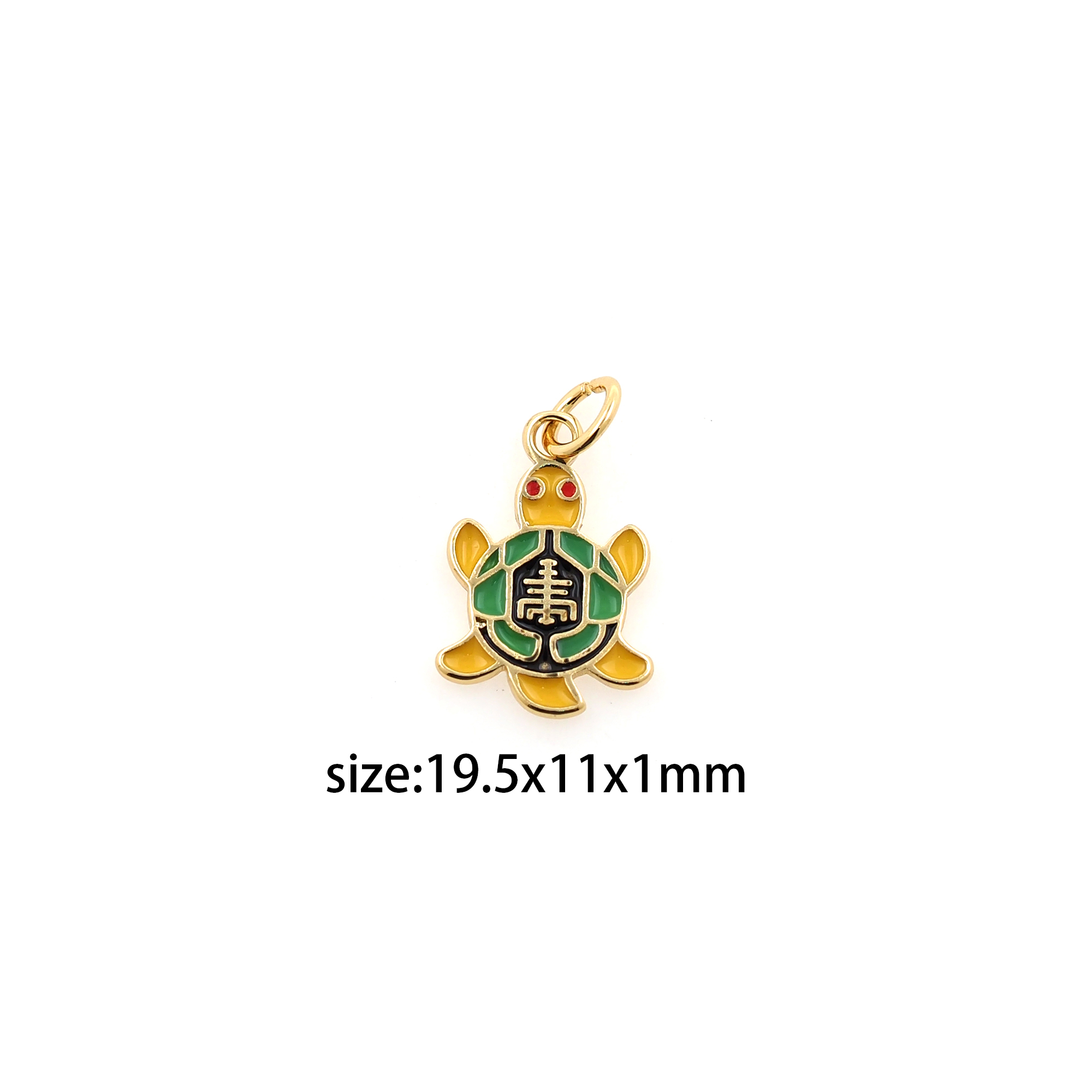 18K Gold Filled Turtle Pendant,Enamel Turtle Charm Earrings Necklace for DIY Jewelry Making Supply