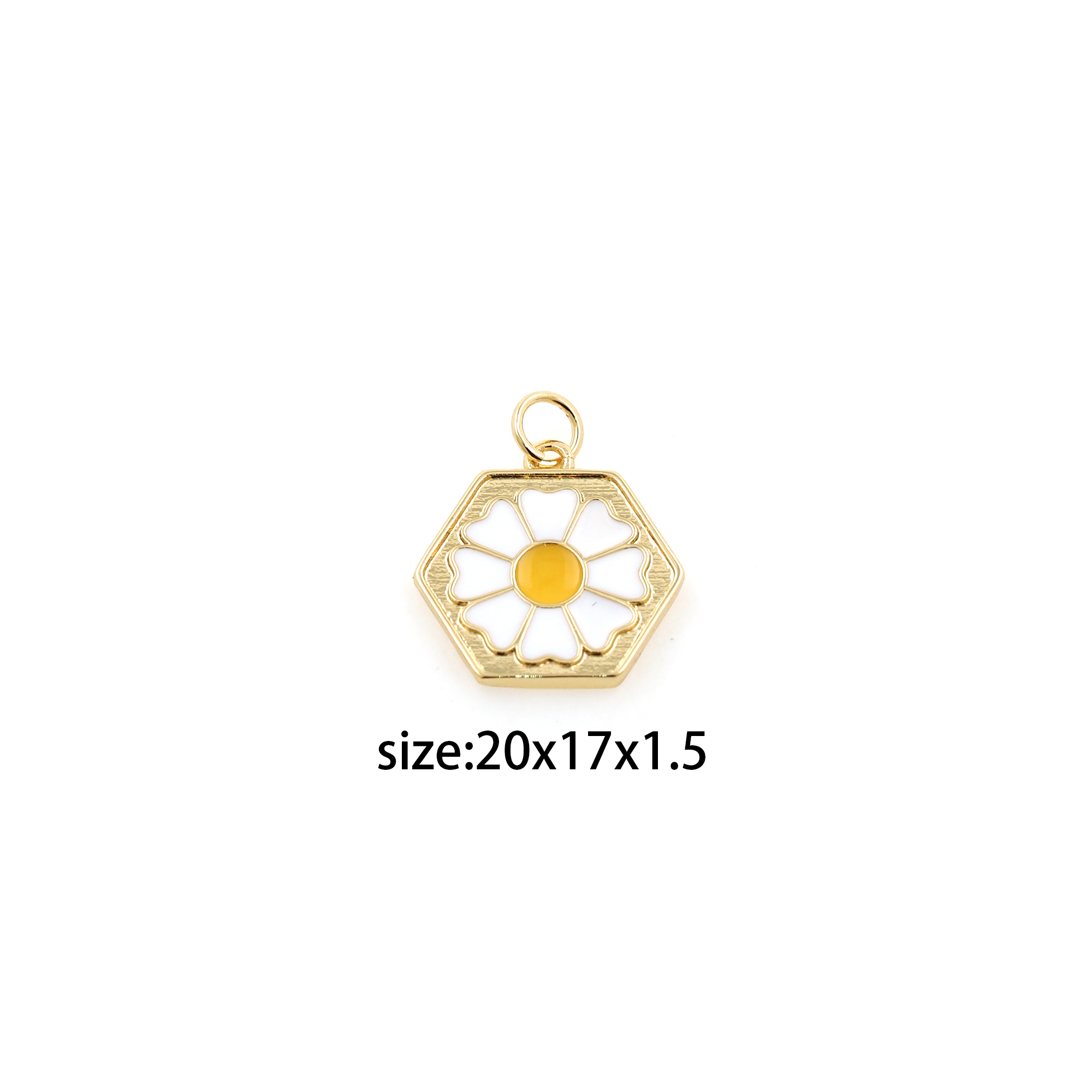 18K Gold Filled Daisy Pendant,Enamel Flower Charm Earrings Necklace for DIY Jewelry Making Supply
