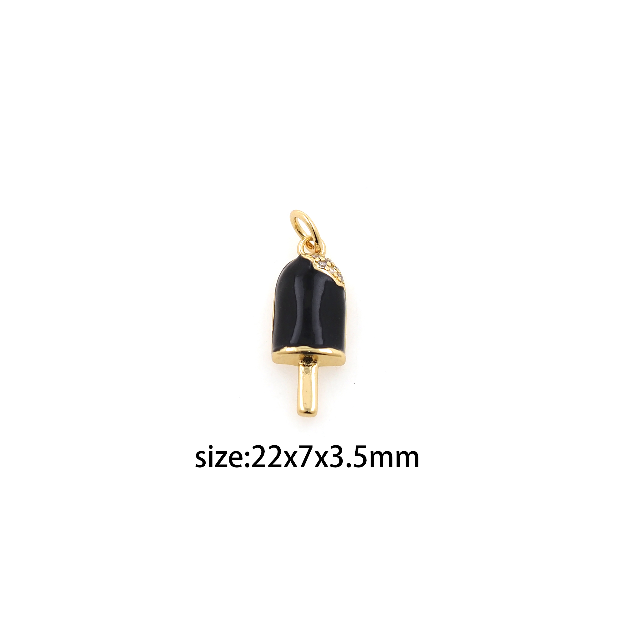 18K Gold Filled Ice Cream Pendant,Enamel Ice Cream Charm Earrings Necklace for DIY Jewelry Making Supply