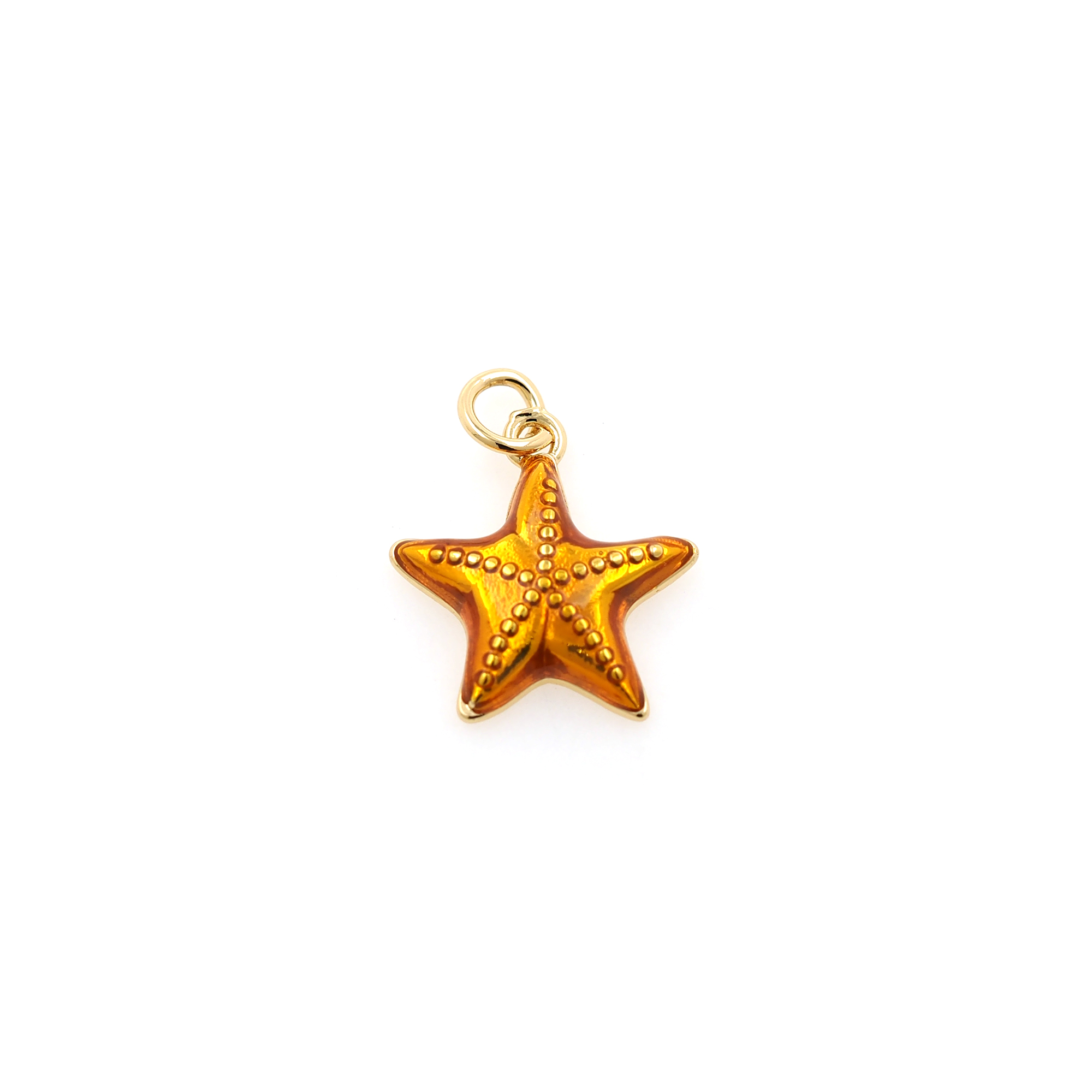 18K Gold Filled Starfish Pendant,Enamel Starfish Charm Earrings Necklace for DIY Jewelry Making Supply