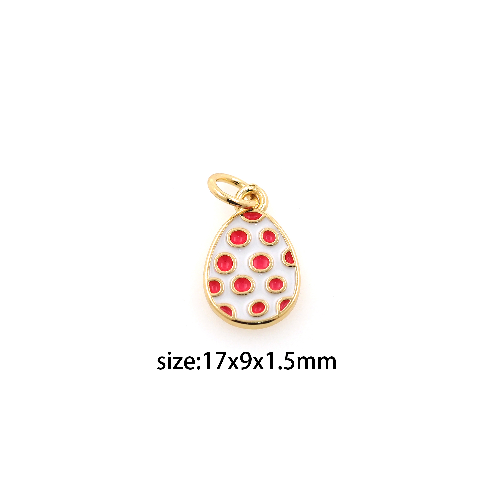 18K Gold Filled Egg Pendant,Enamel Easter Egg Charm Earrings Necklace for DIY Jewelry Making Supply