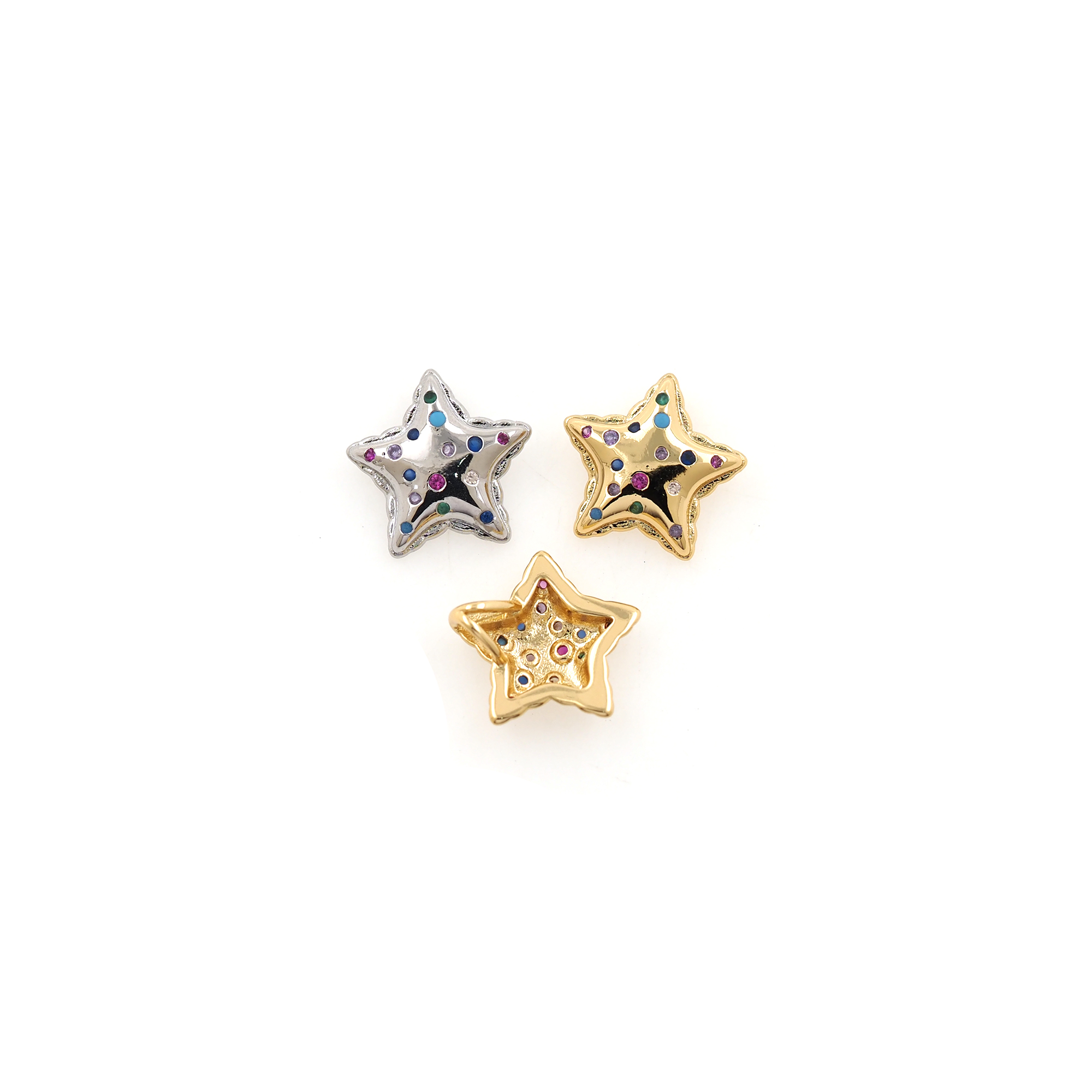 18K Gold Filled Star Pendant,CZ Micro Pave Celestial Charm Earrings Necklace for DIY Jewelry Making Supply