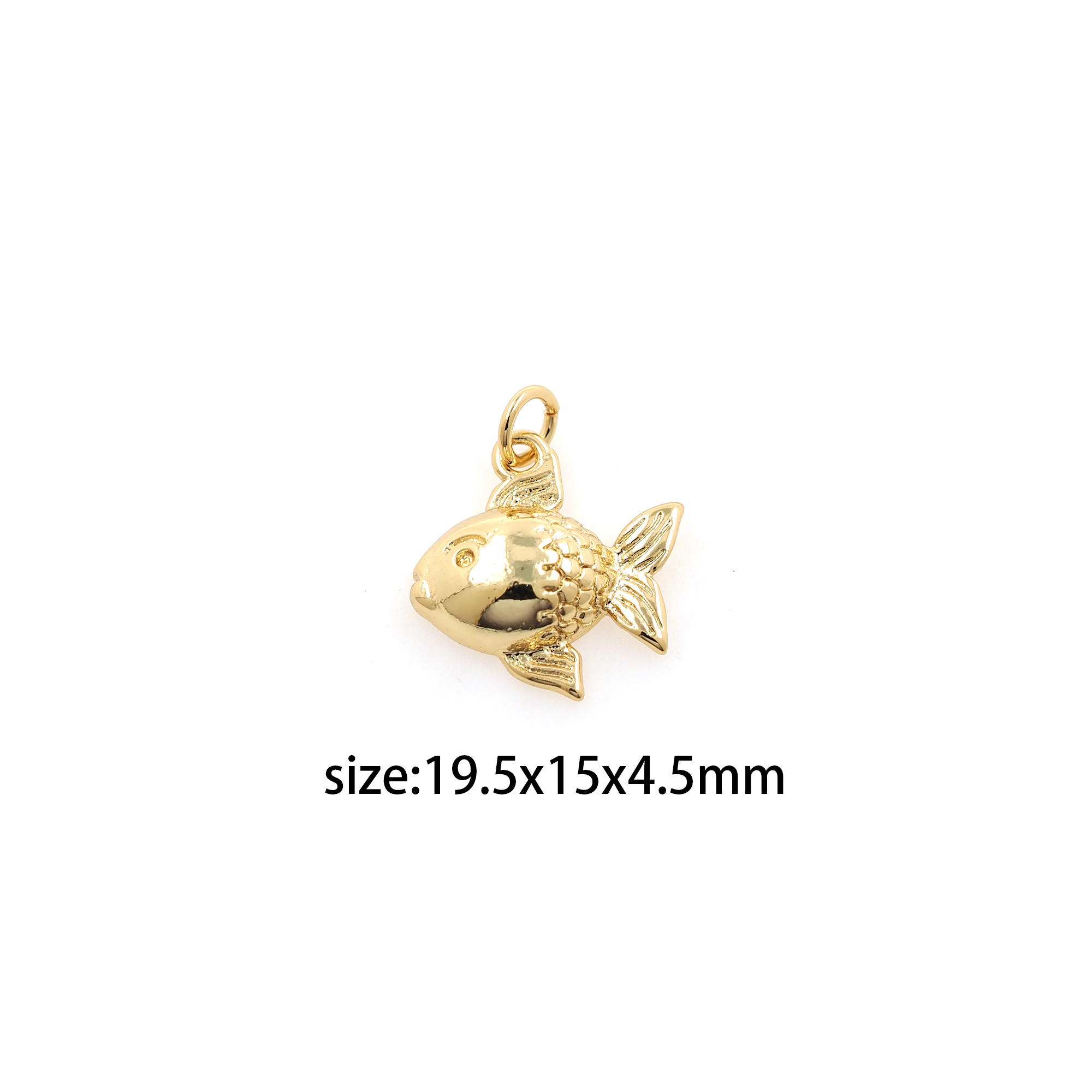 18K Gold Filled Fish Pendant,Fish Charm Earrings Necklace for DIY Jewelry Making Supply