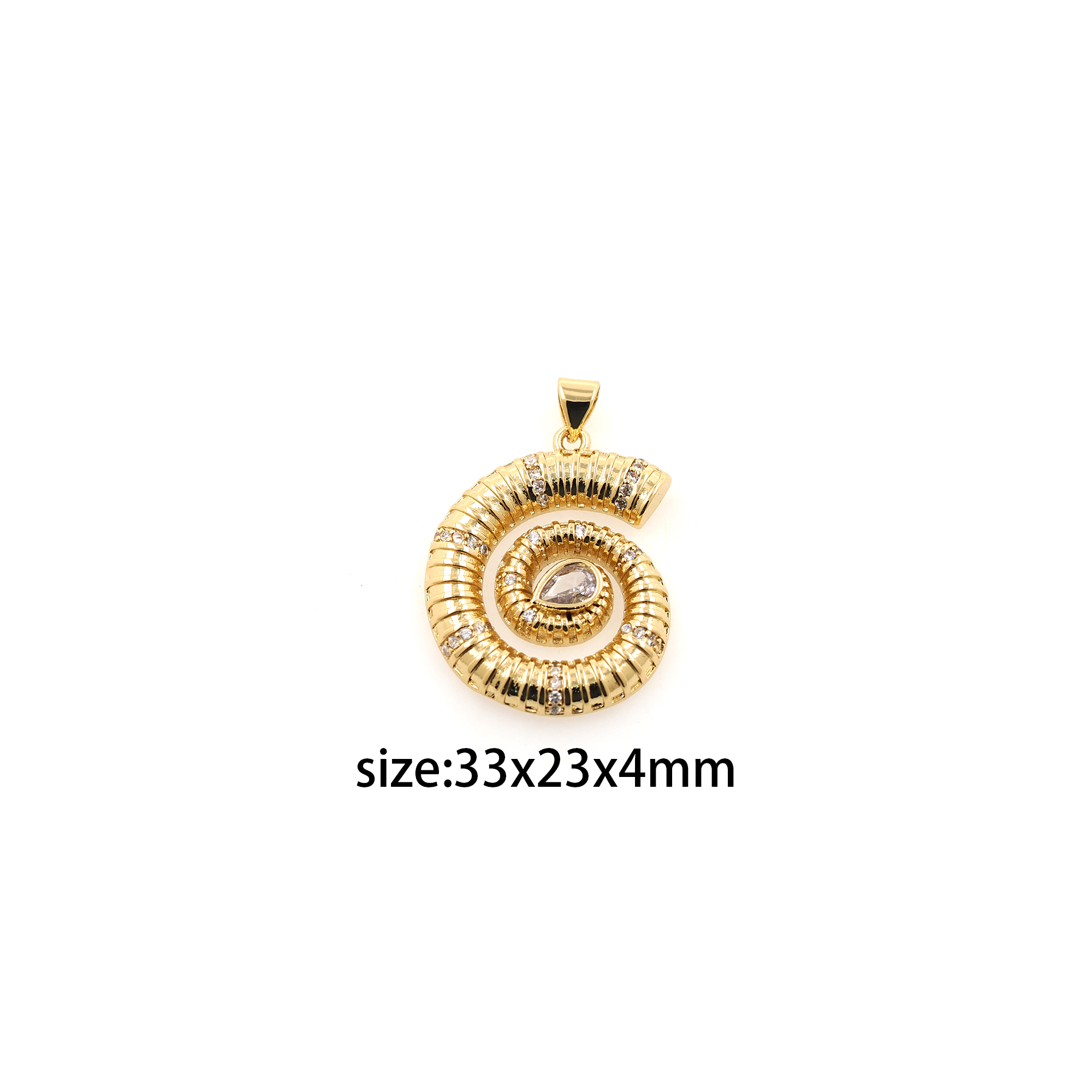 18K Gold Filled Conch Shell Pendant,CZ Micro Pave Shell Charm Earrings Necklace for DIY Jewelry Making Supply