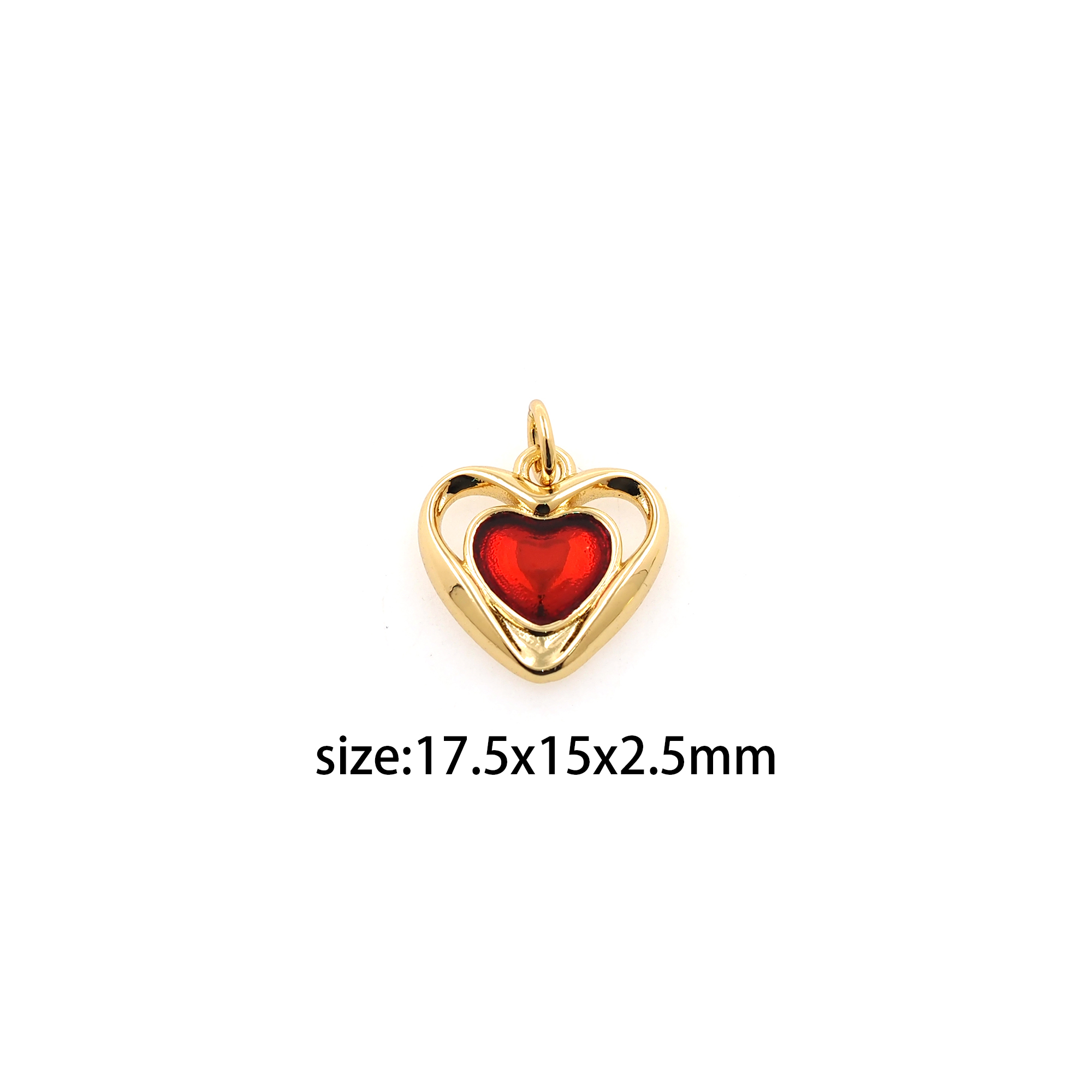 18K Gold Filled Heart Pendant,Dainty Heart Charm Earrings Necklace for DIY Jewelry Making Supply