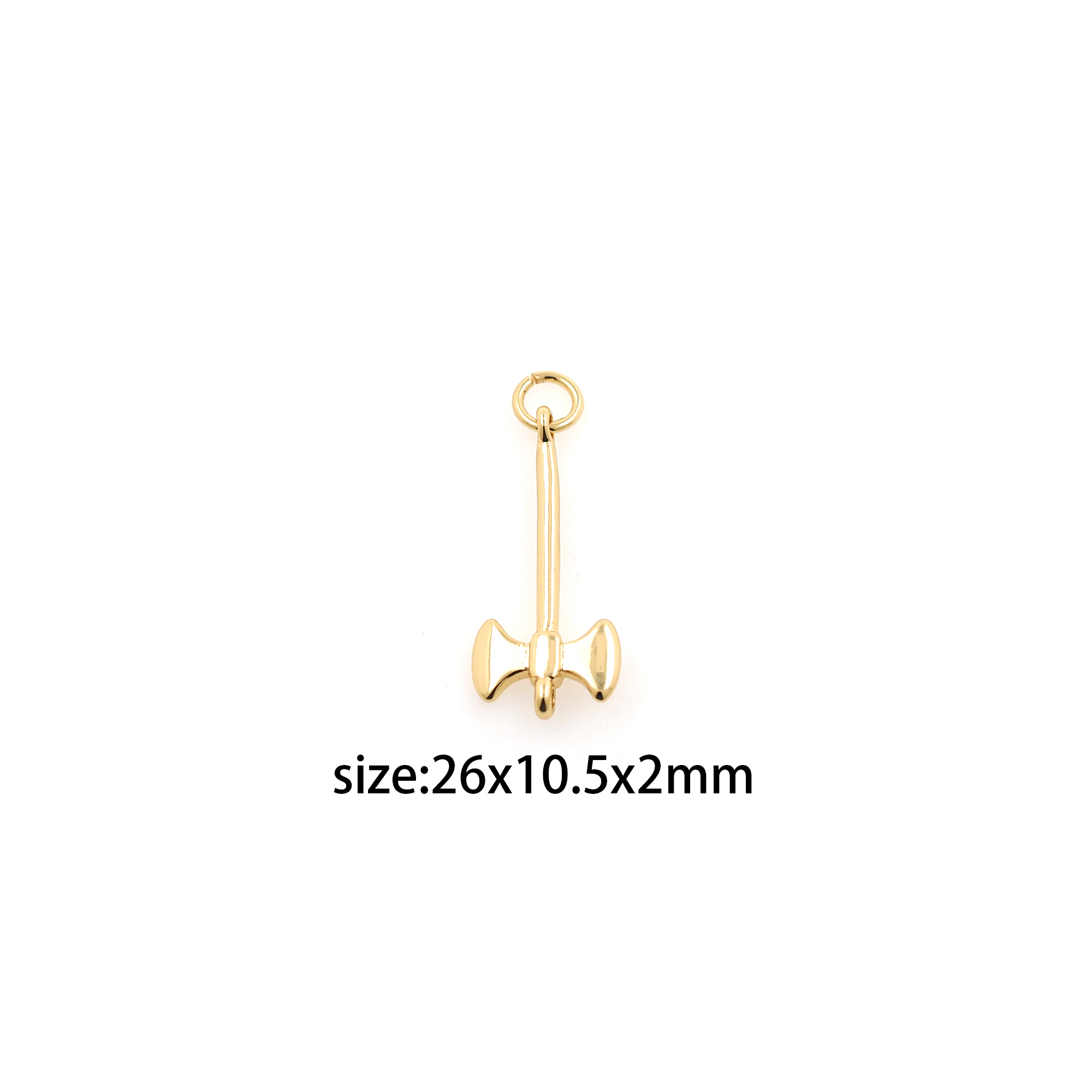 18K Gold Filled Axe Pendant,Tool Charm Earrings Necklace for DIY Jewelry Making Supply