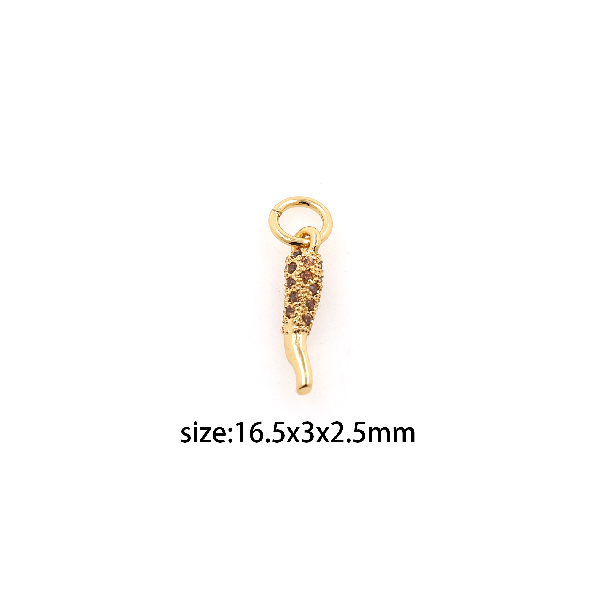 18K Gold Filled Horn Pendant,CZ Micro Pave Horn Charm Earrings Necklace for DIY Jewelry Making Supply