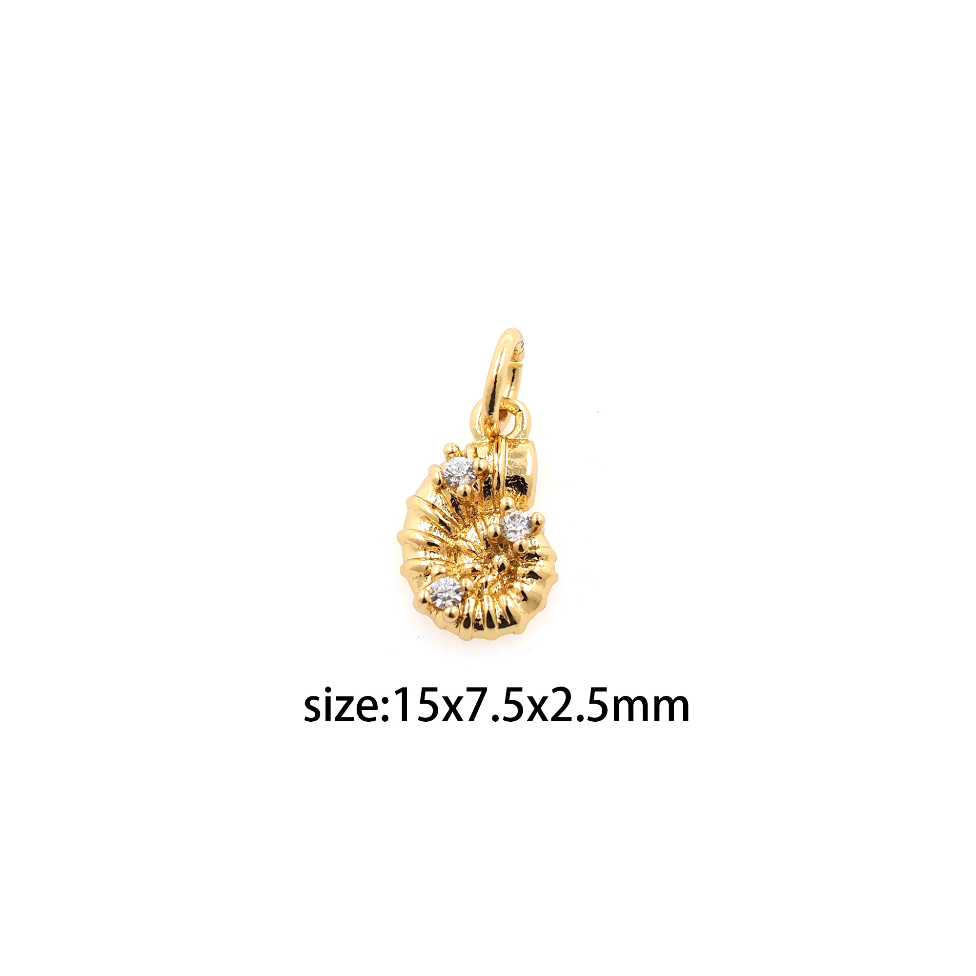 18K Gold Filled Conch Shell Pendant,CZ Micro Pave Conch Shell Charm Earrings Necklace for DIY Jewelry Making Supply