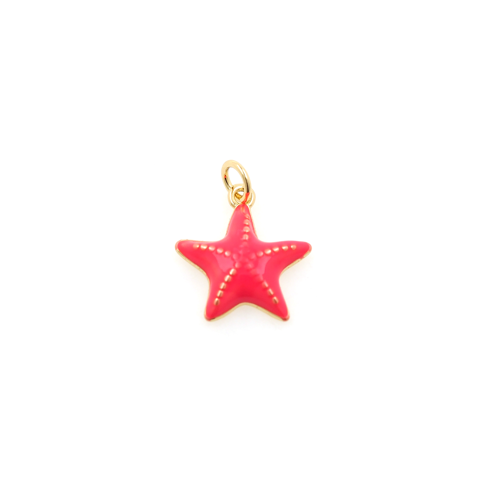 18K Gold Filled Starfish Pendant,Enamel Starfish Charm Earrings Necklace for DIY Jewelry Making Supply