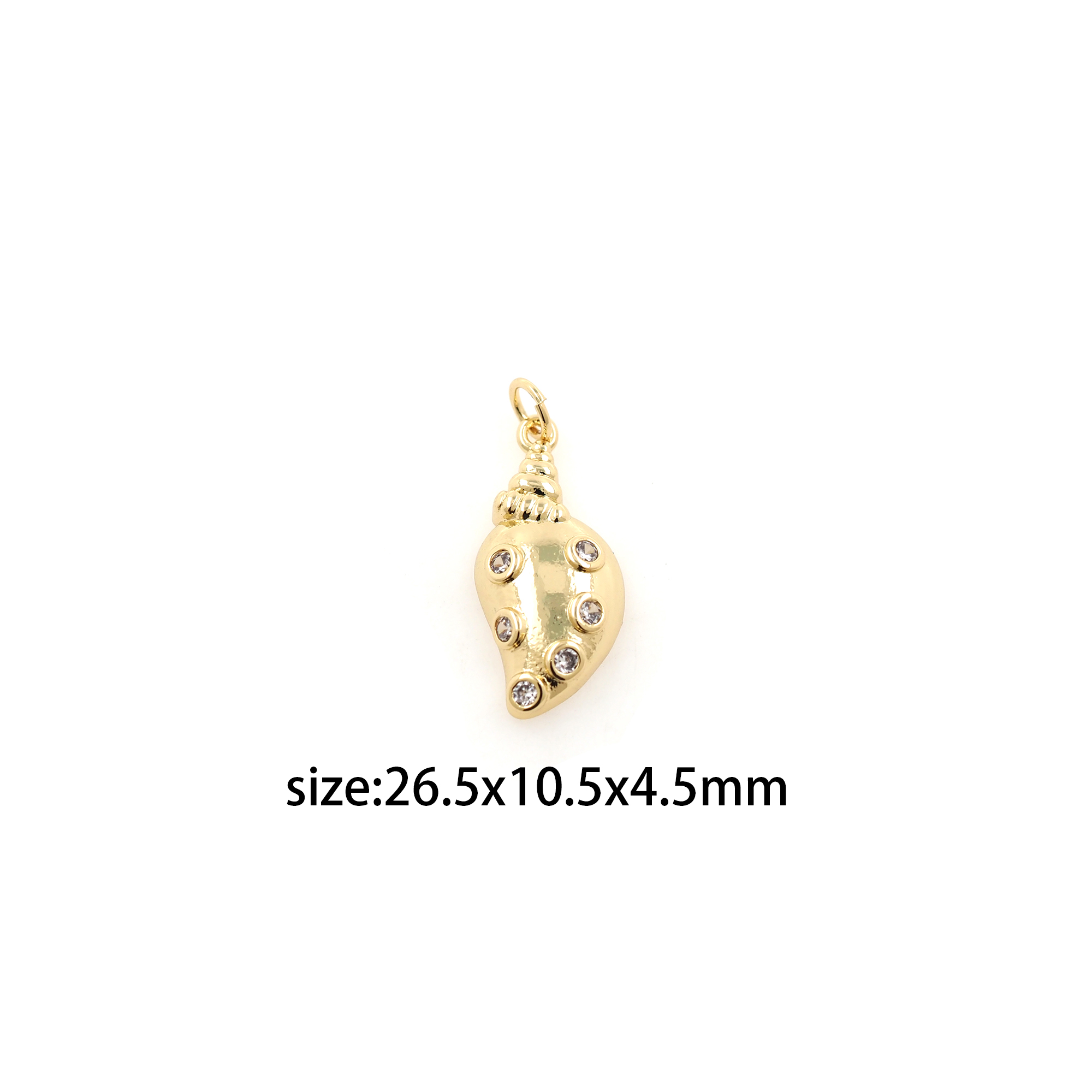 18K Gold Filled Conch Pendant,CZ Micro Pave Shell Charm Earrings Necklace for DIY Jewelry Making Supply