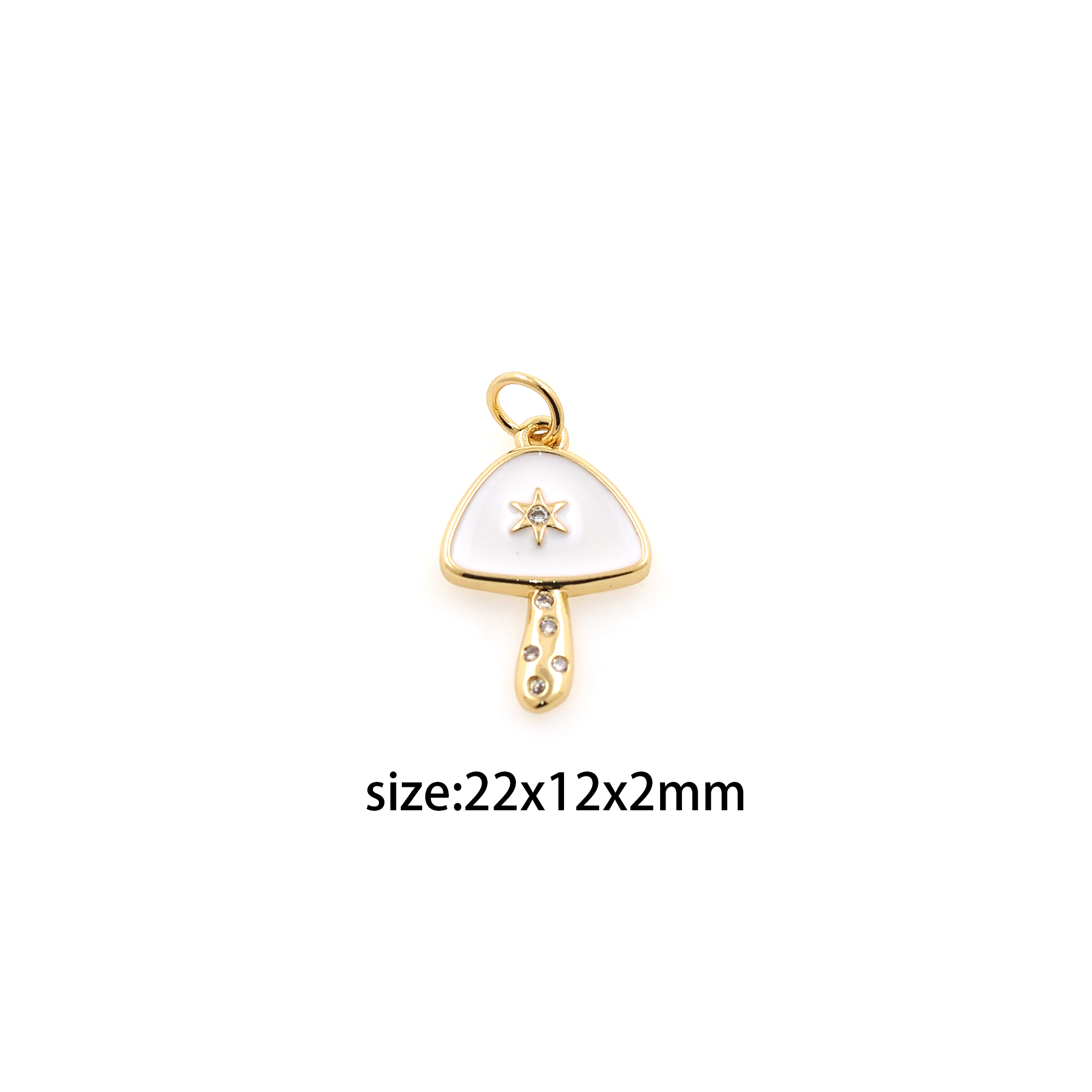 18K Gold Filled Mushroom Pendant,Enamel Mushroom Charm Earrings Necklace for DIY Jewelry Making Supply
