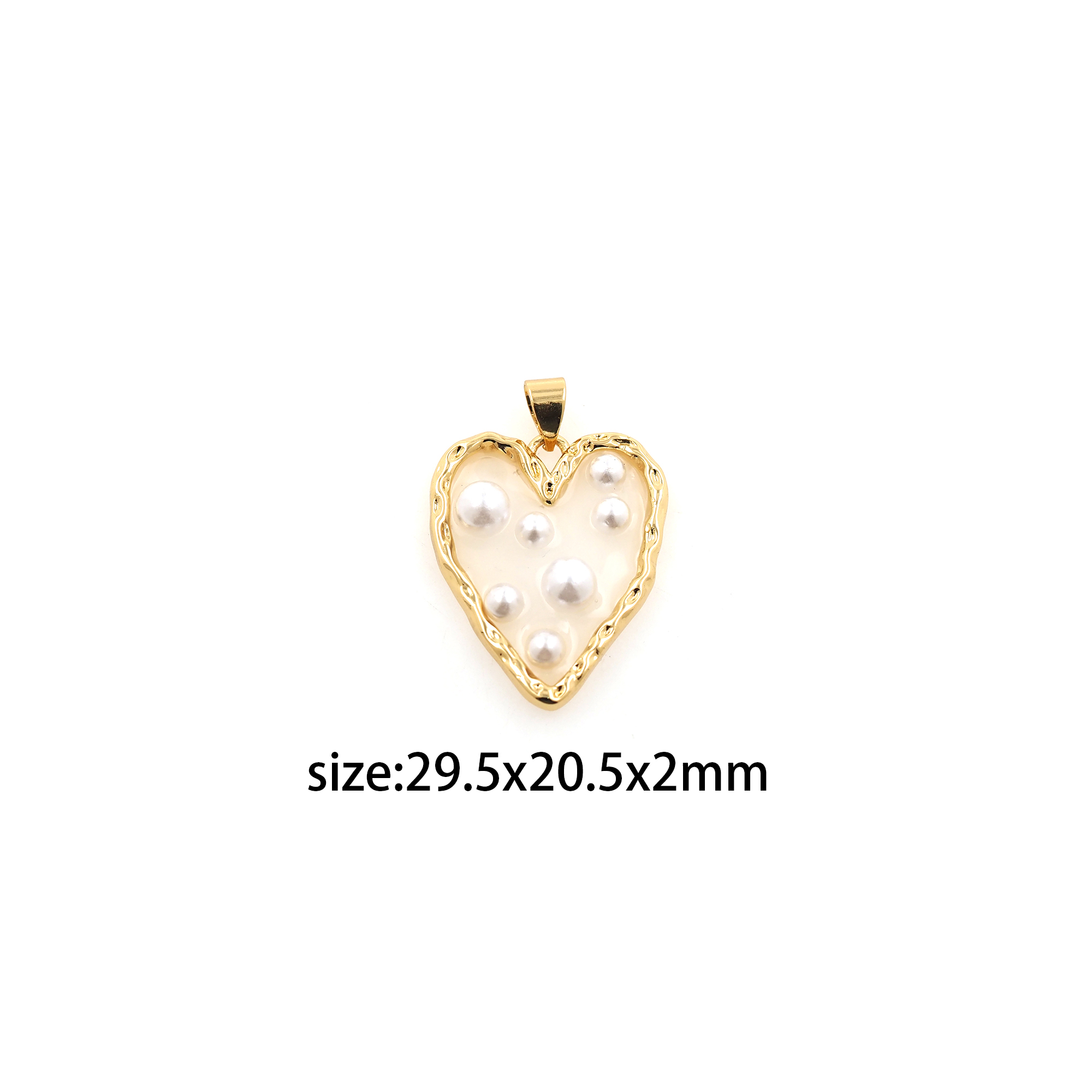 18K Gold Filled Heart Pendant,Enamel Pearl Heart Charm Earrings Necklace for DIY Jewelry Making Supply