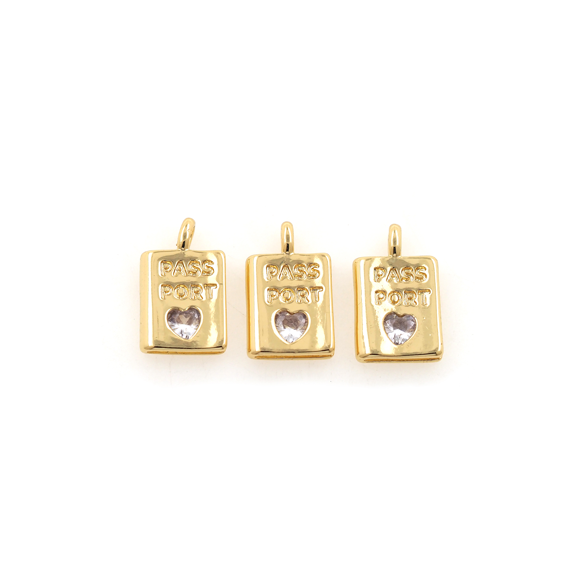 18K Gold Filled Heart Pendant,CZ Micro Pave Rectangle Heart Charm Earrings Necklace for DIY Jewelry Making Supply
