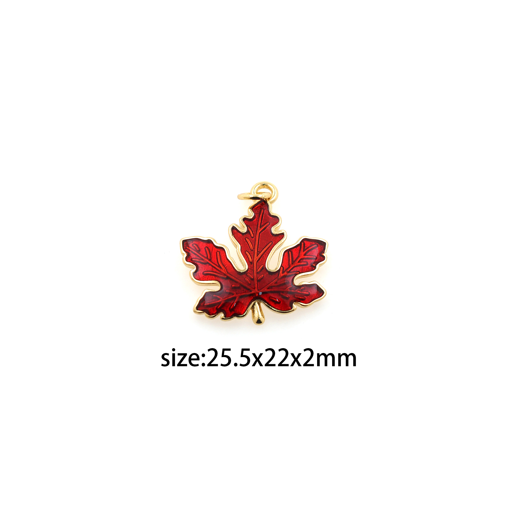 18K Gold Filled Maple Leaf Pendant,Enamel Leaf Charm Earrings Necklace for DIY Jewelry Making Supply