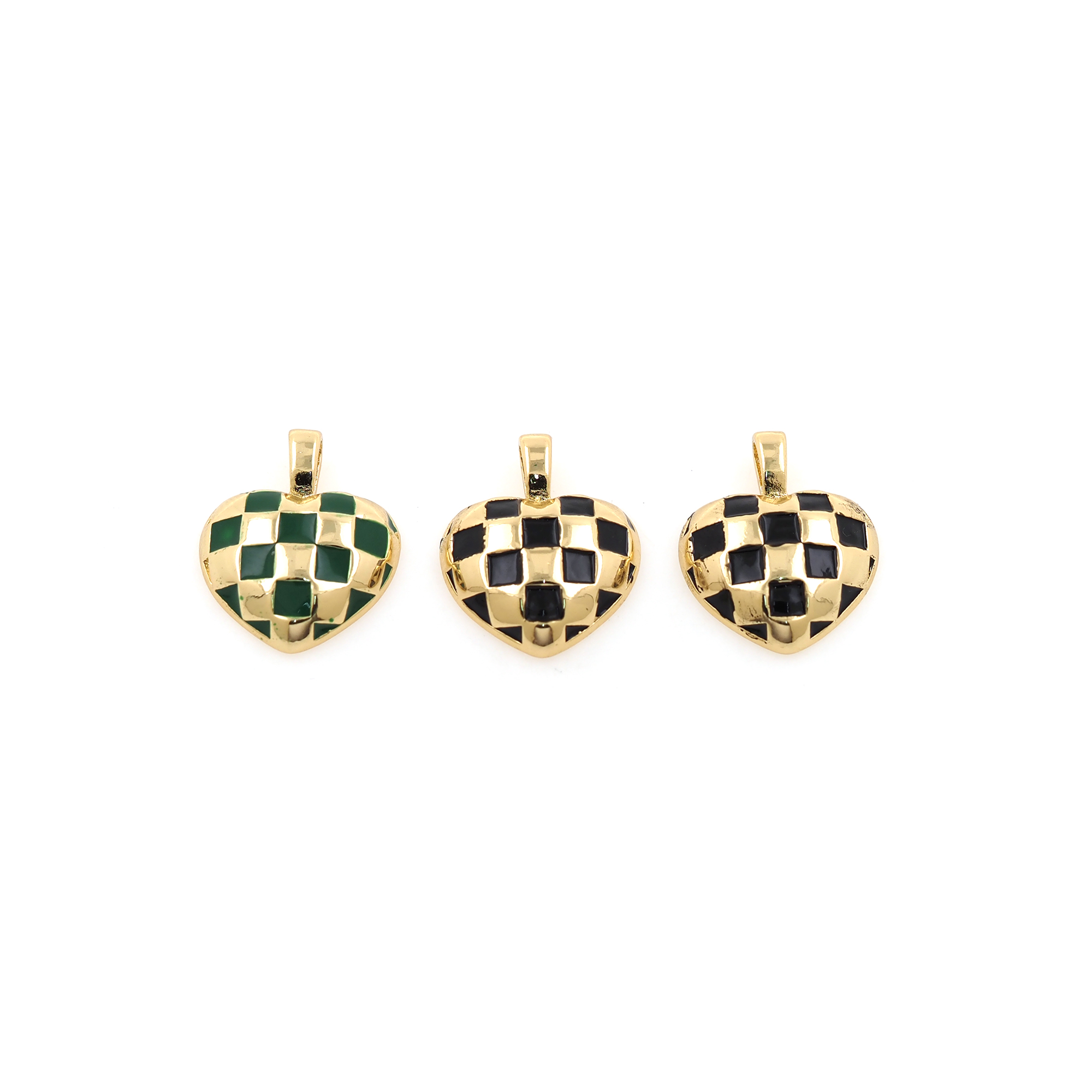 18K Gold Filled Heart Pendant,Enamel Heart Charm Earrings Necklace for DIY Jewelry Making Supply