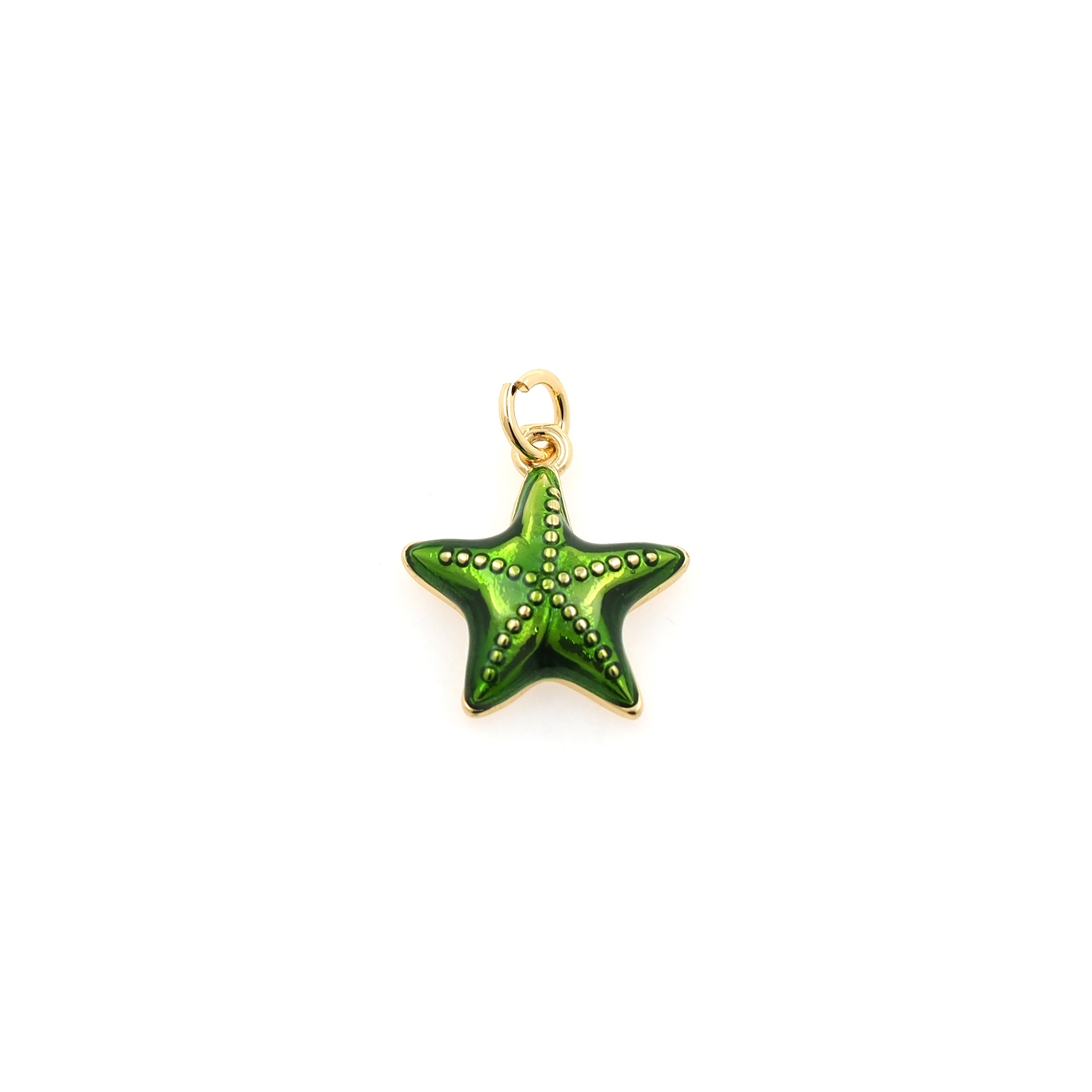 18K Gold Filled Starfish Pendant,Enamel Starfish Charm Earrings Necklace for DIY Jewelry Making Supply