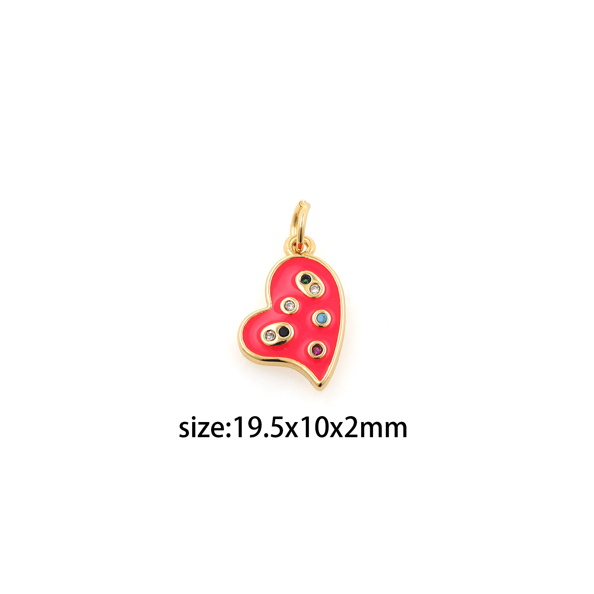 18K Gold Filled Heart Pendant,Enamel Heart Charm Earrings Necklace for DIY Jewelry Making Supply
