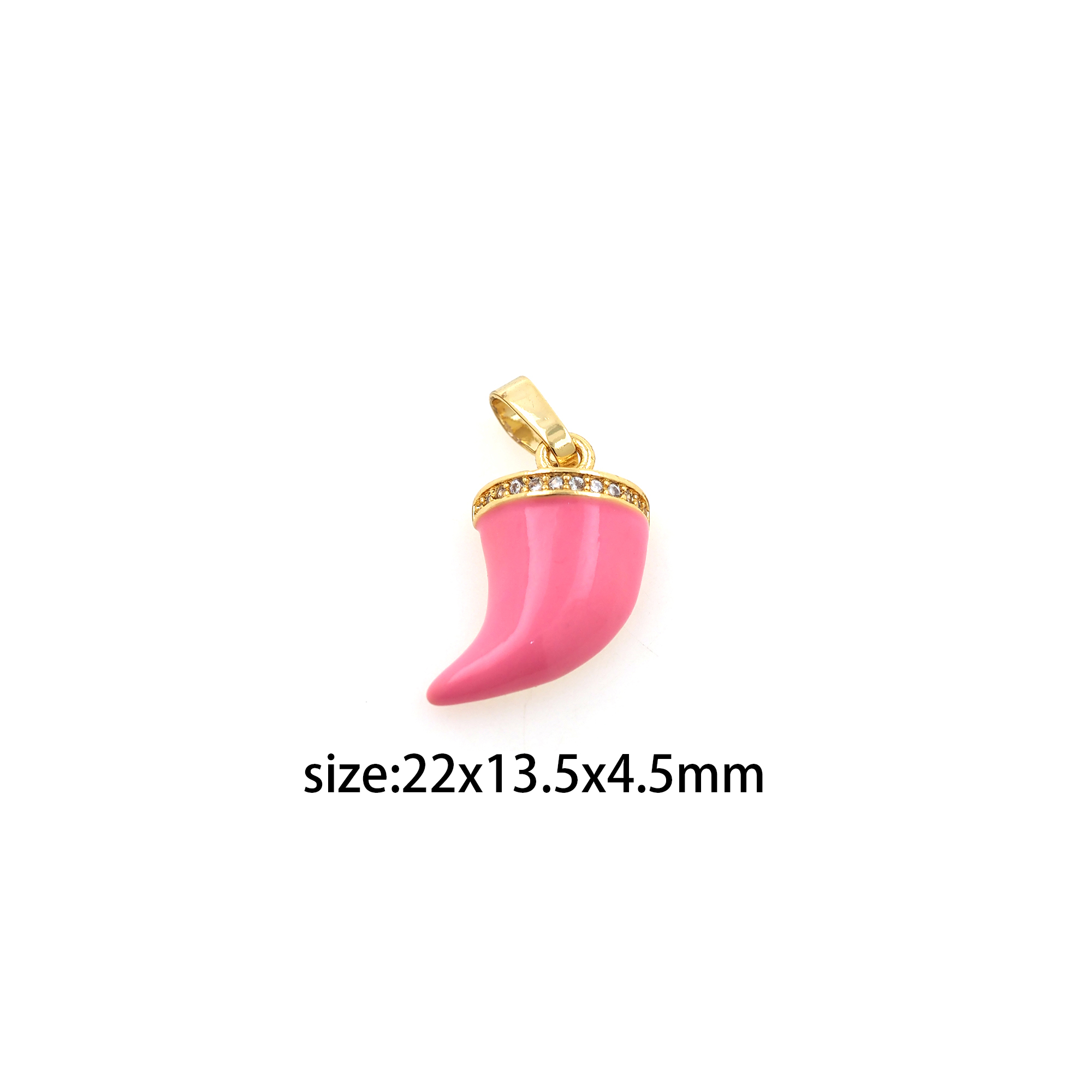 18K Gold Filled Horn Pendant,Enamel Horn Charm Earrings Necklace for DIY Jewelry Making Supply